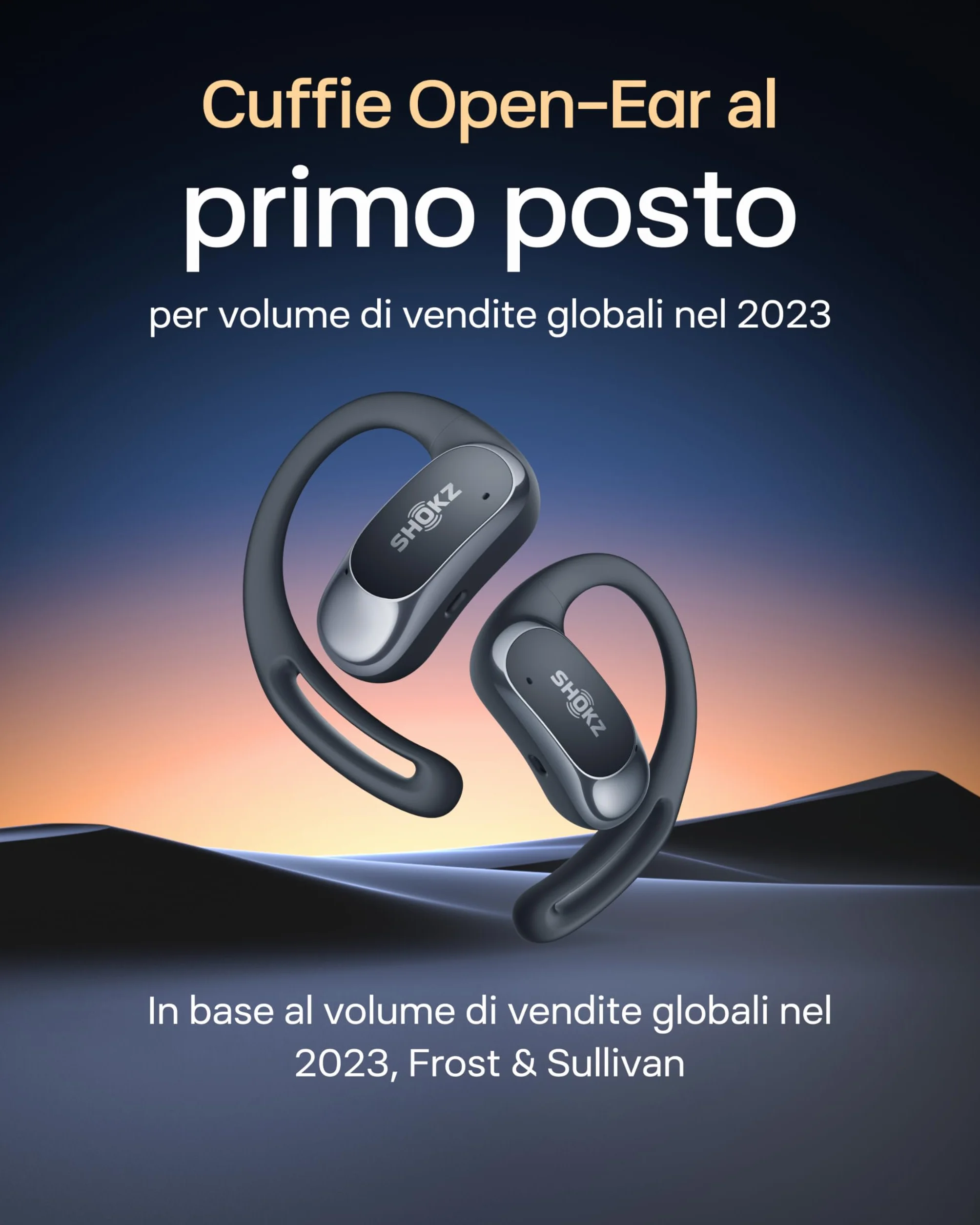 SHOKZ Cuffie Open-Ear OpenFit Air, auricolari Bluetooth wireless con microfono, con gancio auricolare Air, ricarica rapida, 28 ore di riproduzione, resistenza all'acqua IP54 per l'allenamento, Nero