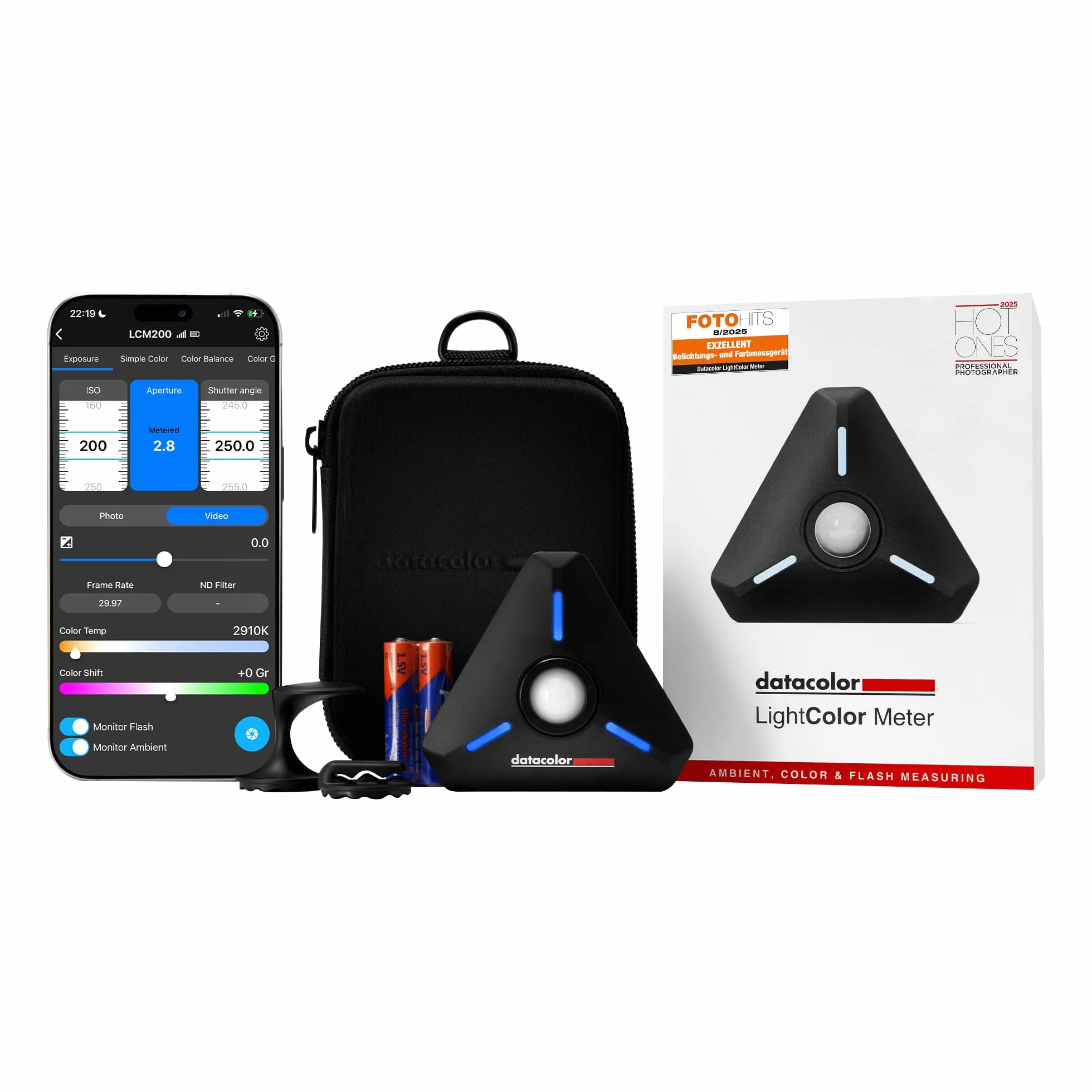 Datacolor LightColor Meter - Misuratore di Luce e Colore Bluetooth per Foto, Video e Cinema - Dati in Tempo Reale - Compatto e Resistente