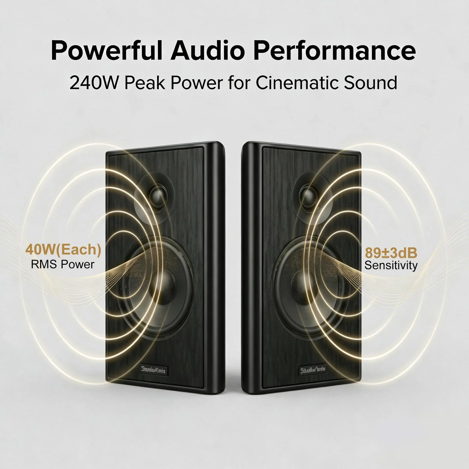 STUDIOFINIX Altoparlanti da parete ultra sottili 13,3 cm 240 W 8 Ohm passivi per home theater nero (coppia)