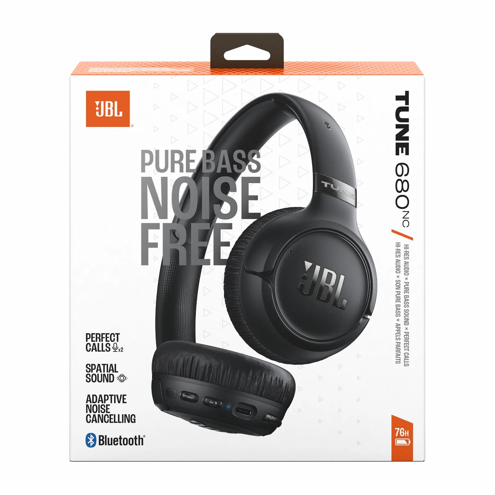 JBL Tune 680 NC Cuffie On-Ear Bluetooth Wireless, con Cancellazione Adattiva del Rumore, Smart Ambient, JBL Pure Bass Sound, fino a 76 Ore di Autonomia, Google Fast Pair, Microsoft Swift Pair, Nero