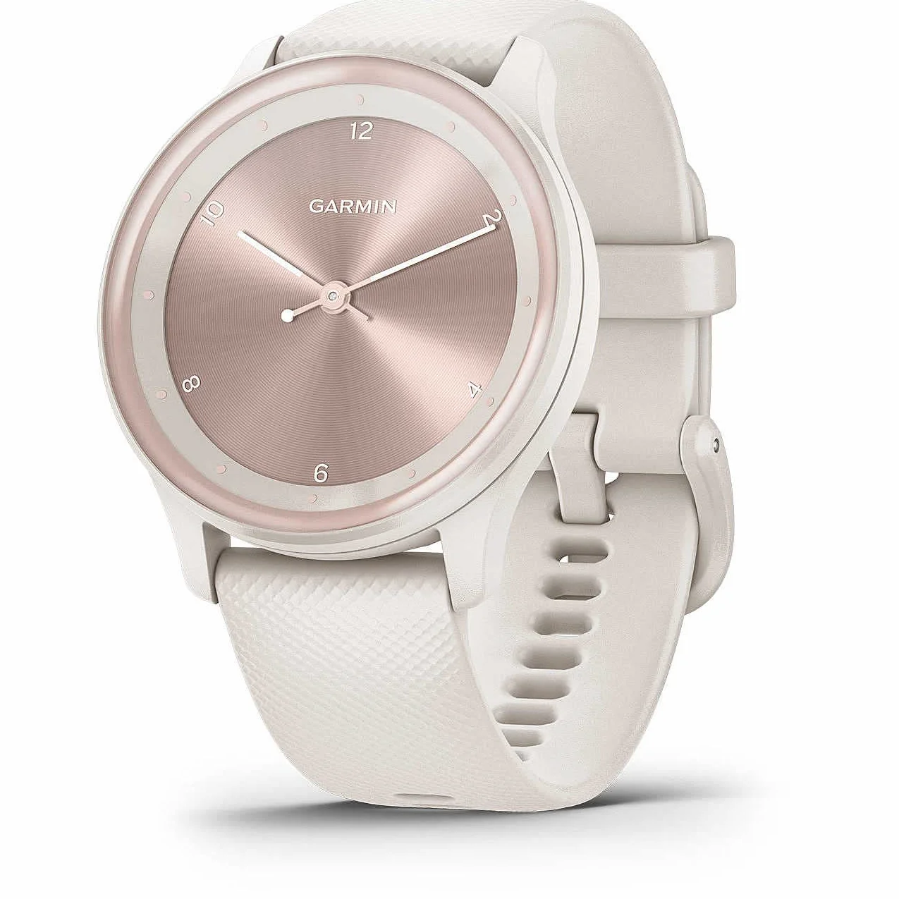 Garmin vívomove Sport, Smartwatch ibrido, Cassa 40mm, Touchscreen OLED e Lancette, Cardio, SpO2, GPS connesso, Monitoraggio 24/7, Notifiche, Calendario, SMS emergenza (White Cream)