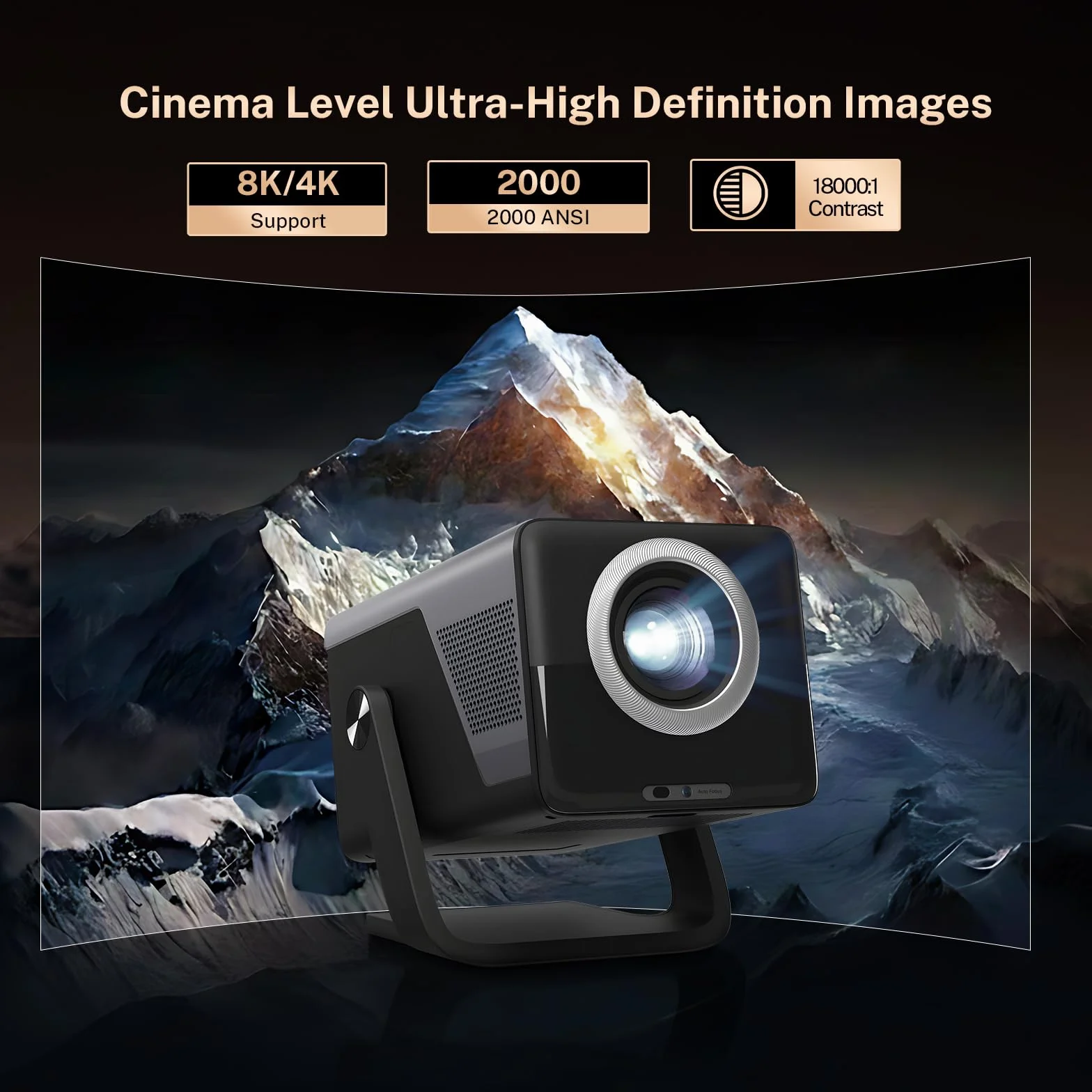 [2000 ANSI/Assistente Vocale IA/1080P Nativo] Videoproiettore Intelligente X7 con Android 14, Smart Video Proiettore con IA Auto Focus/Keystone Proiettore con WiFi6 e Bluetooth5.4, Display 200"
