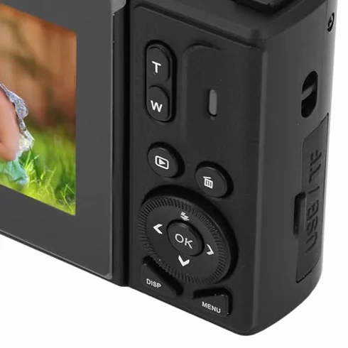 Fotocamera Digitale, Fotocamere 4K per Fotografia, Videocamera retrò da 64MP UHD 4K Zoom 18X Autofocus con Bilanciamento del Bianco, Scatto Continuo, Stabilizzazione e (BLACK)