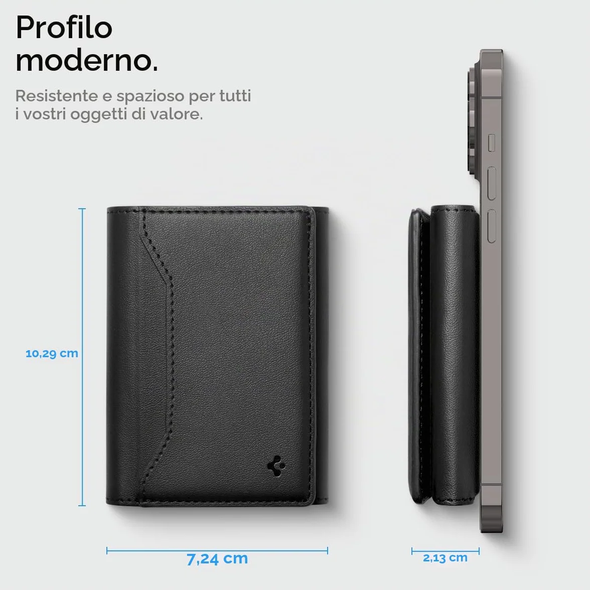 Spigen Valentinus S MagFit Portafoglio MagSafe Wallet Magnetico Portacarte Compatibile con iPhone 17/16/15/14/13/12 Modelle, Portafoglio uomo, Accessori MagSafe - Nero