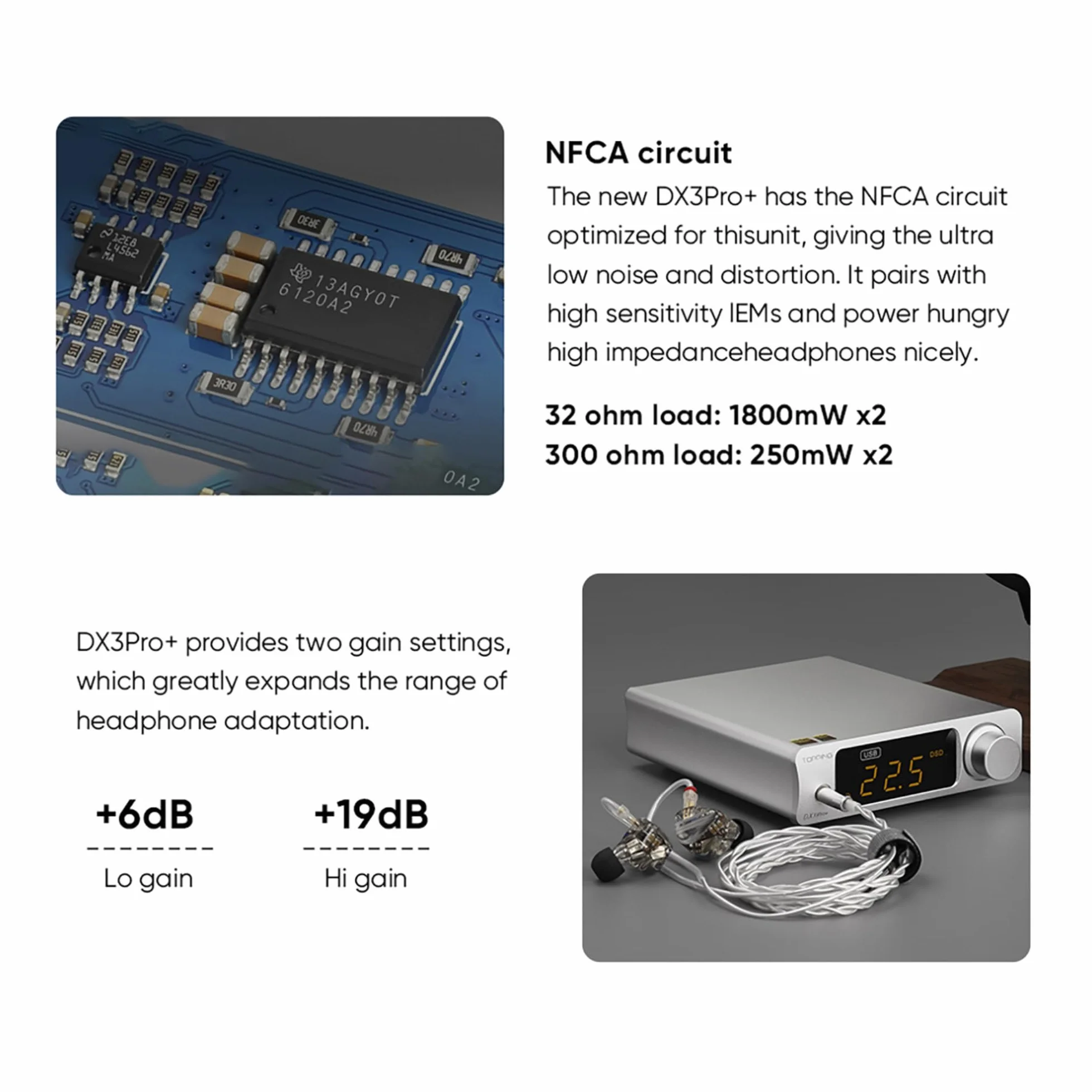 AOSHIDA Topping DX3 Pro+ Bluetooth USB DAC Amplificatore per Cuffie, ES9038Q2M XMOS XU208 DSD512 PCM768kHz D/A Convertitori, Bluetooth LDAC 3.5mm auricolare DAC 1800mW×2 Amplificators per cuffie,Nero