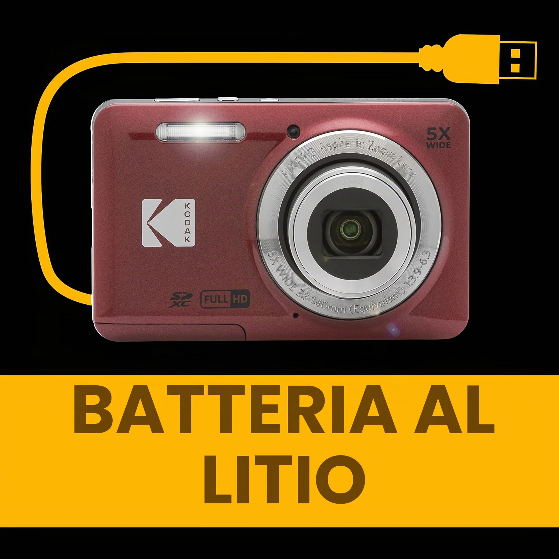 KODAK PIXPRO FZ55 1/2.3" Fotocamera compatta 16 MP CMOS 4608 x 3456 Pixel Rosso