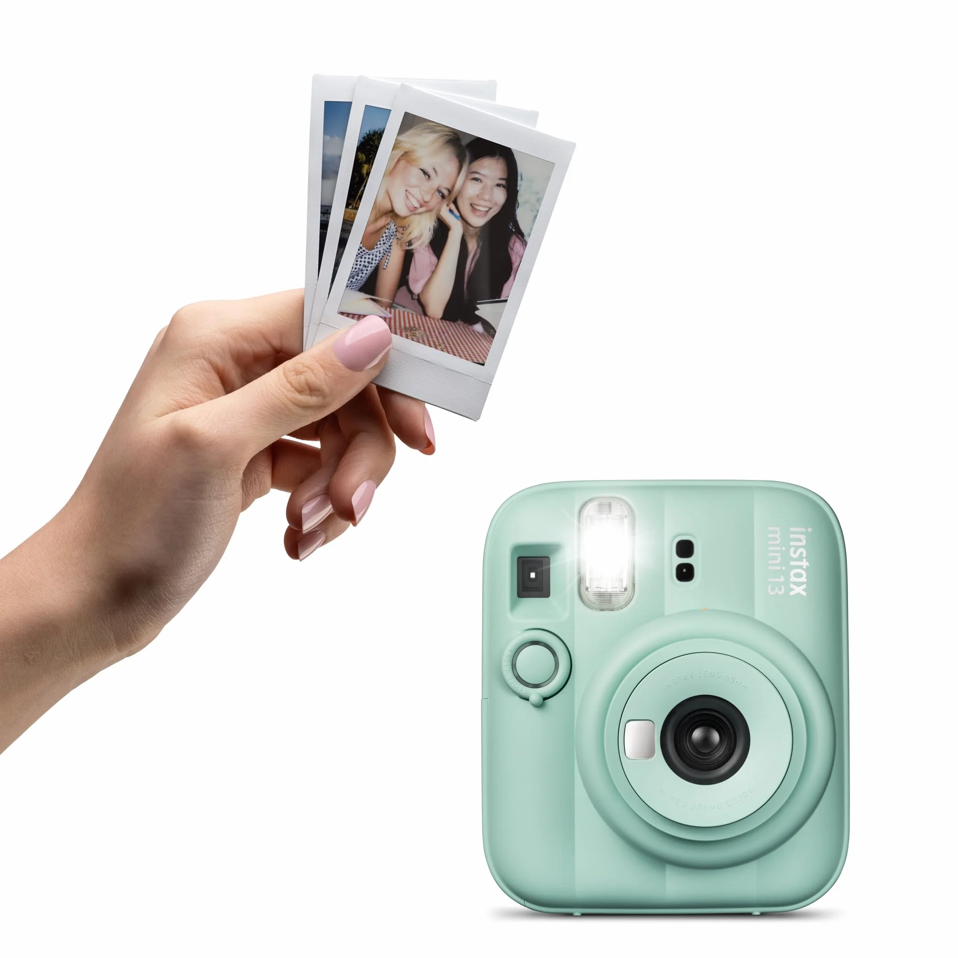 instax mini 13 fotocamera istantanea con flash integrato, specchio selfie, modalità close-up, autoscatto, Lagoon Green
