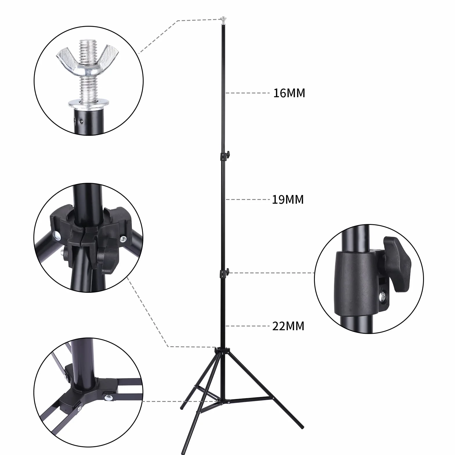 Supporto Fondale Fotografico Regolabile 2x2m, Supporto di Fondale Fotografico, Alto Sfondo Regolabile Staffa, kit di supporto per sfondo con 4 Morsetti di Sfondo, Borsa per Fotografia.