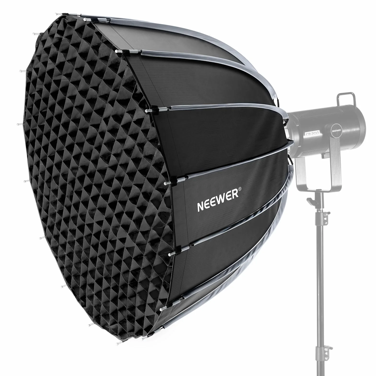 NEEWER 90cm Softbox Parabolico, Attacco Bowens,Rilascio Rapido con Diffusori/Griglia/Borsa per Luci Video Continue F300C AS600B Q4Pro Q6 Compatibile con Godox Compatibile con Aputure 600d,NS90P