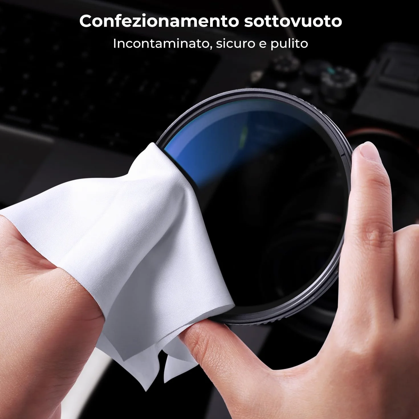 K&F CONCEPT Filtro Variabile ND2-32 (1-5 Stops) Filtro Densità Neutra di Vetro Ottico per Obiettivi 77mm con 3 Pezzi di Panno per Pulizia(Serie Nano-K)