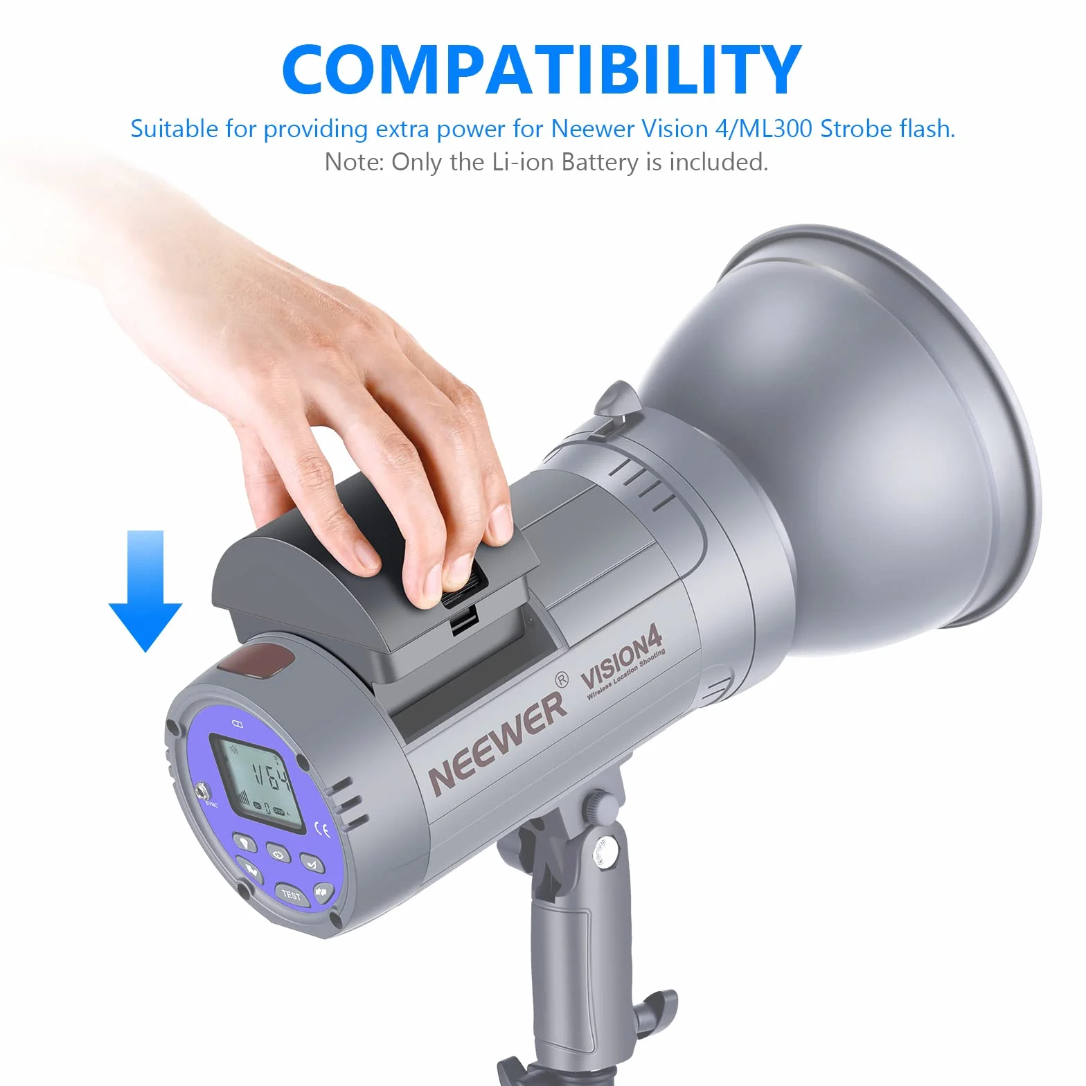 Neewer Batteria Ricaricabile agli Ioni di Litio ad Alta Capacità di Ricambio per Flash VISION 4, ML300 Flash Strobo da Studio per Esterni