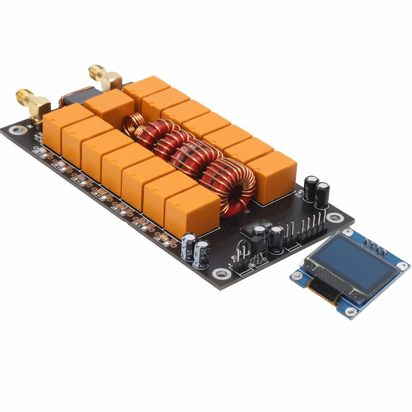 Dilwe Mini sintonizzatore Automatico per Antenna ATU-100, Scheda sintonizzatore Antenna 400mA con Schermo finito, Kit Fai-da-Te componenti Tester Antenna