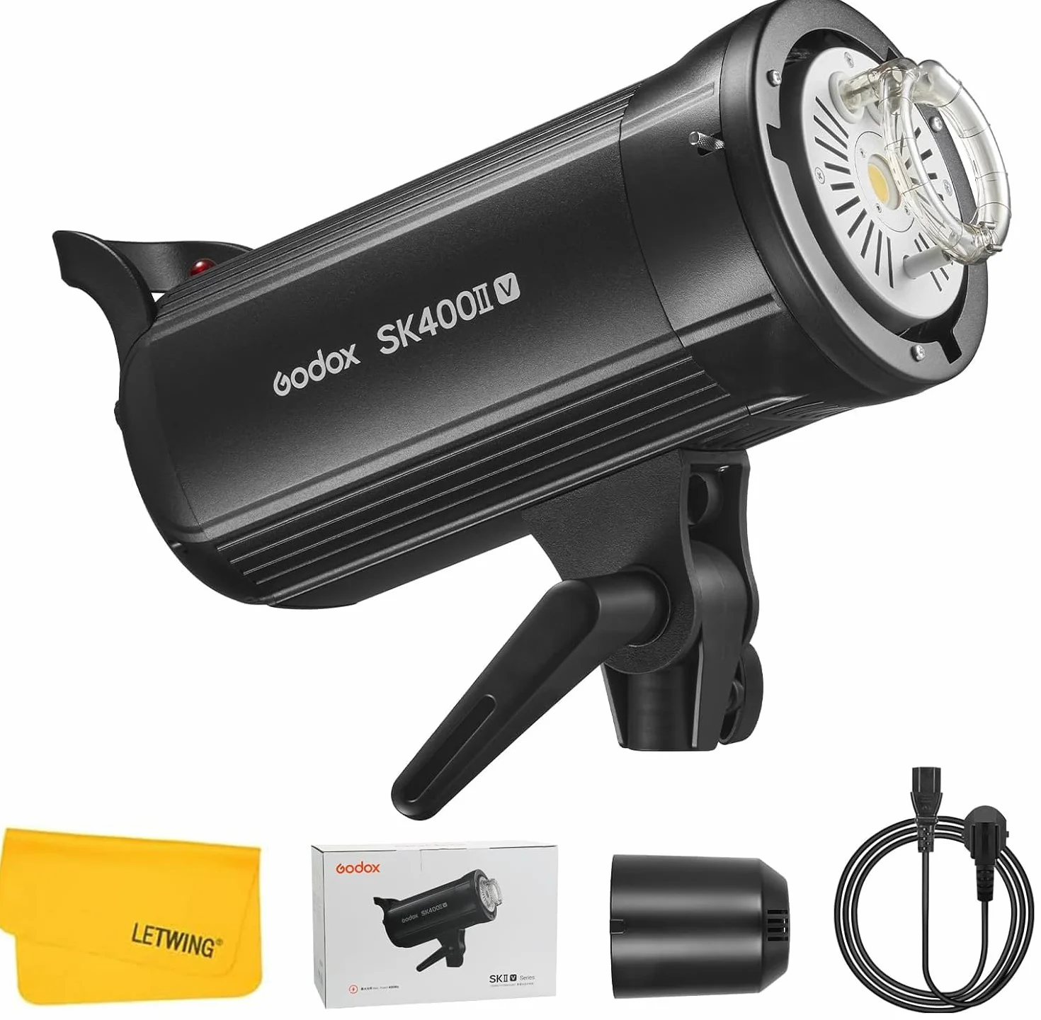 Godox SK400II-V Flash da Studio Potenziato Potenza 400 Ws Luce Stroboscopica 5600 ± 200 K Sistema X Wireless 2.4G Integrato con lampada pilota LED Bowens per fotografia di ritratto