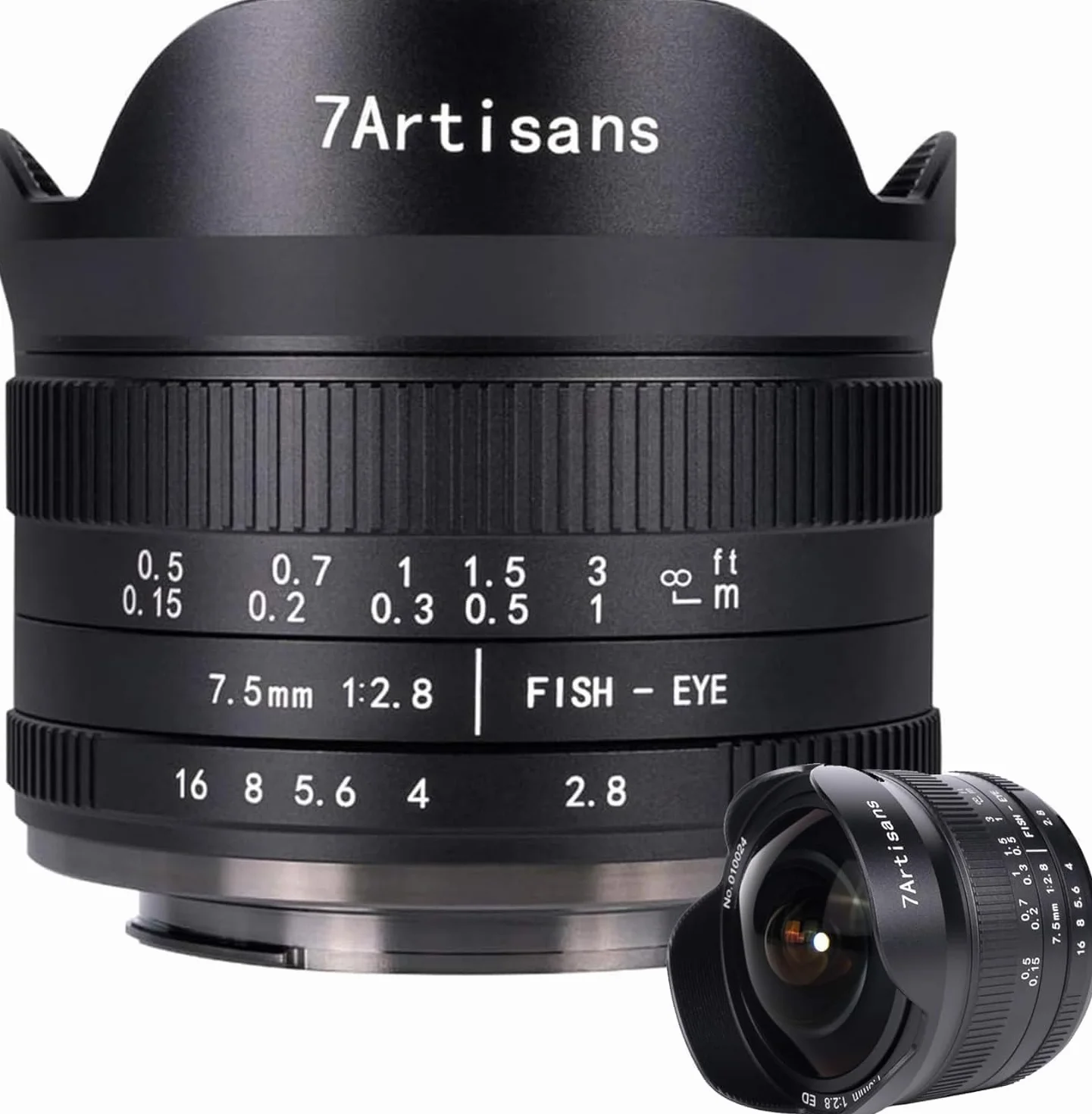 7Artisans 7.5mm F2.8 II Obiettivo per fotocamera mirrorless Fisheye APS-C per Sony A5000 A5100 A6000 A6300 A6500 NEX-5T A7III A7R III