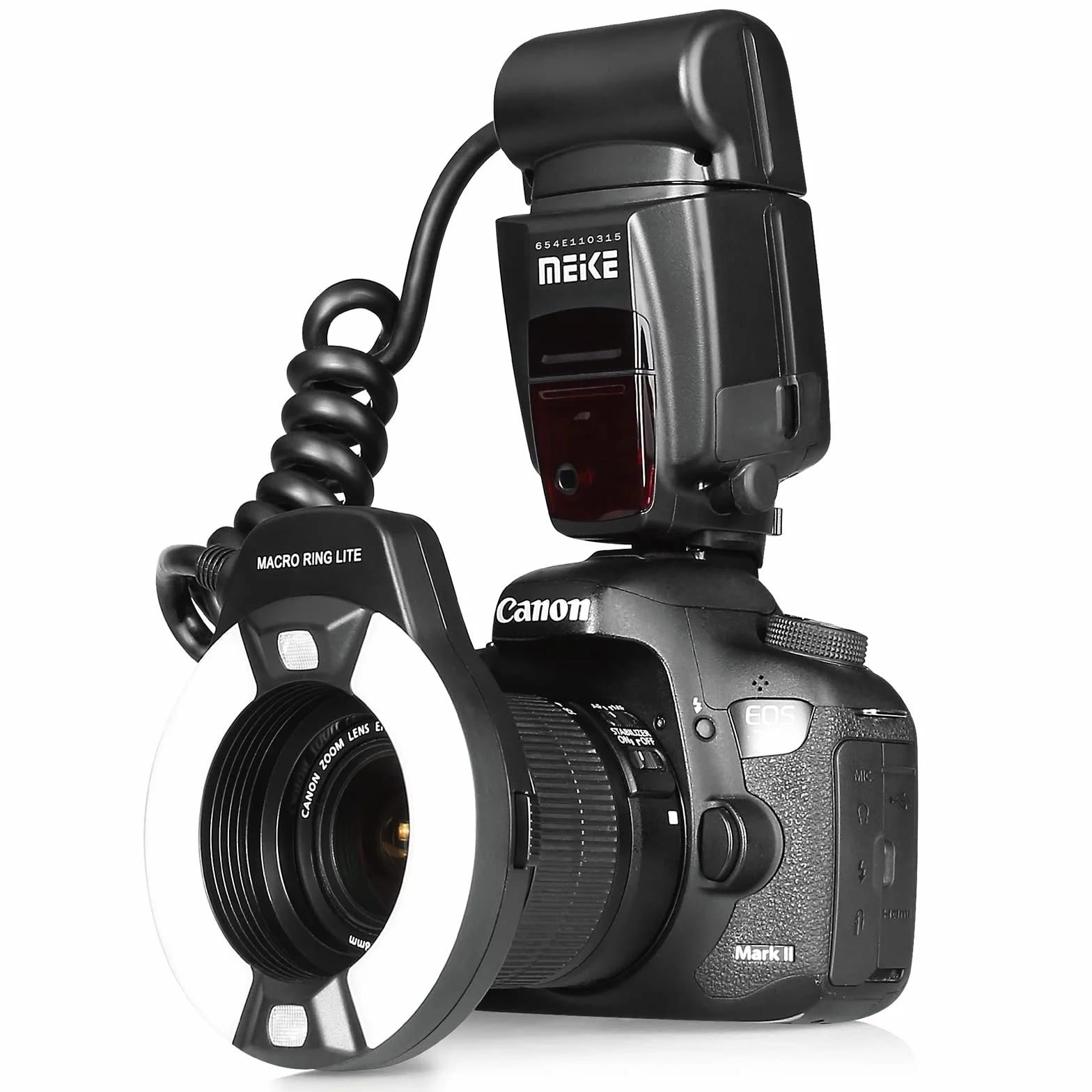 Meike MK-14EXT-C E-TTL Macro Ring Lite Flash con LED AF Assist per Canon DSLR