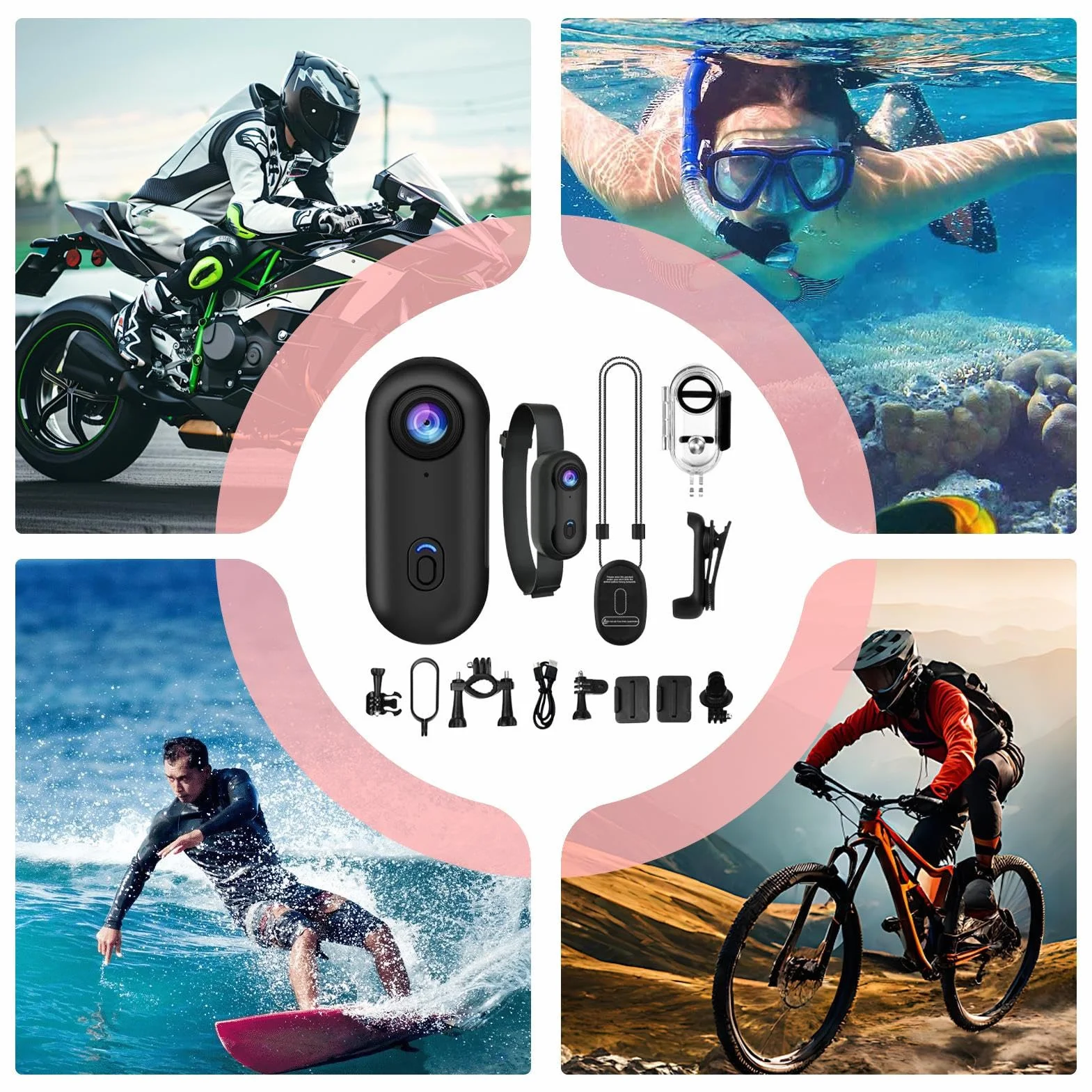 Générique Videocamera portatile 4K POV Pro con clip girevole a 360° e clip magnetica, grandangolo di 170°, registrazione 120 minuti, ideale per conferenze, viaggi e passeggiate