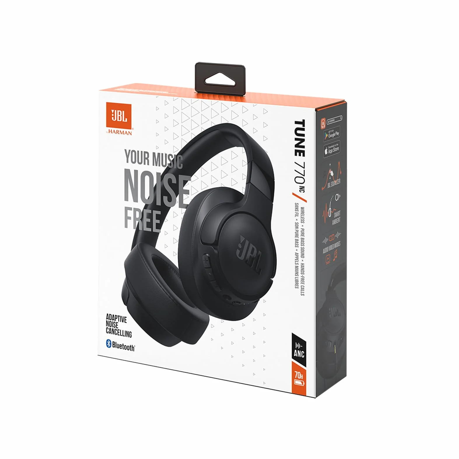 JBL Tune 770 NC Cuffie On-Ear Bluetooth Wireless Cancellazione Adattiva del Rumore, 70 Ore Autonomia, Nero