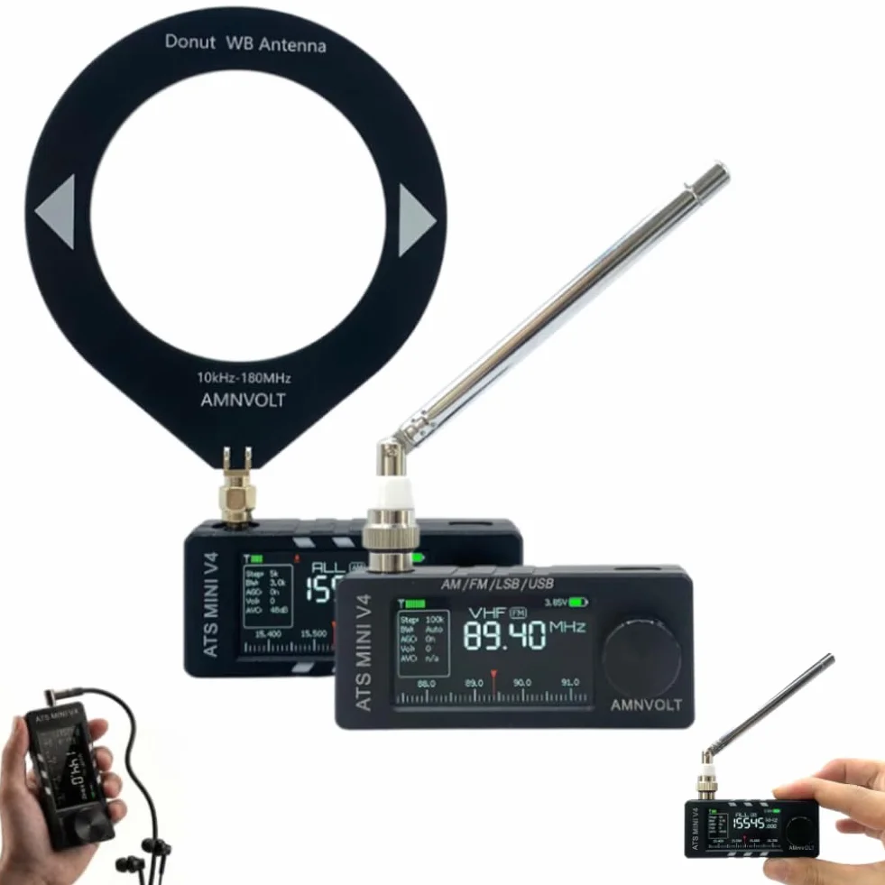 per Mini Radio, schermo a colori HD da 1,9 pollici V4 per ATS per radio DSP, modalità operative AM/FM/LSB/USB, chip SI4732 e ESP32-S3, circuito cuffie integrato e circuito Hi-Z, per viaggiatori