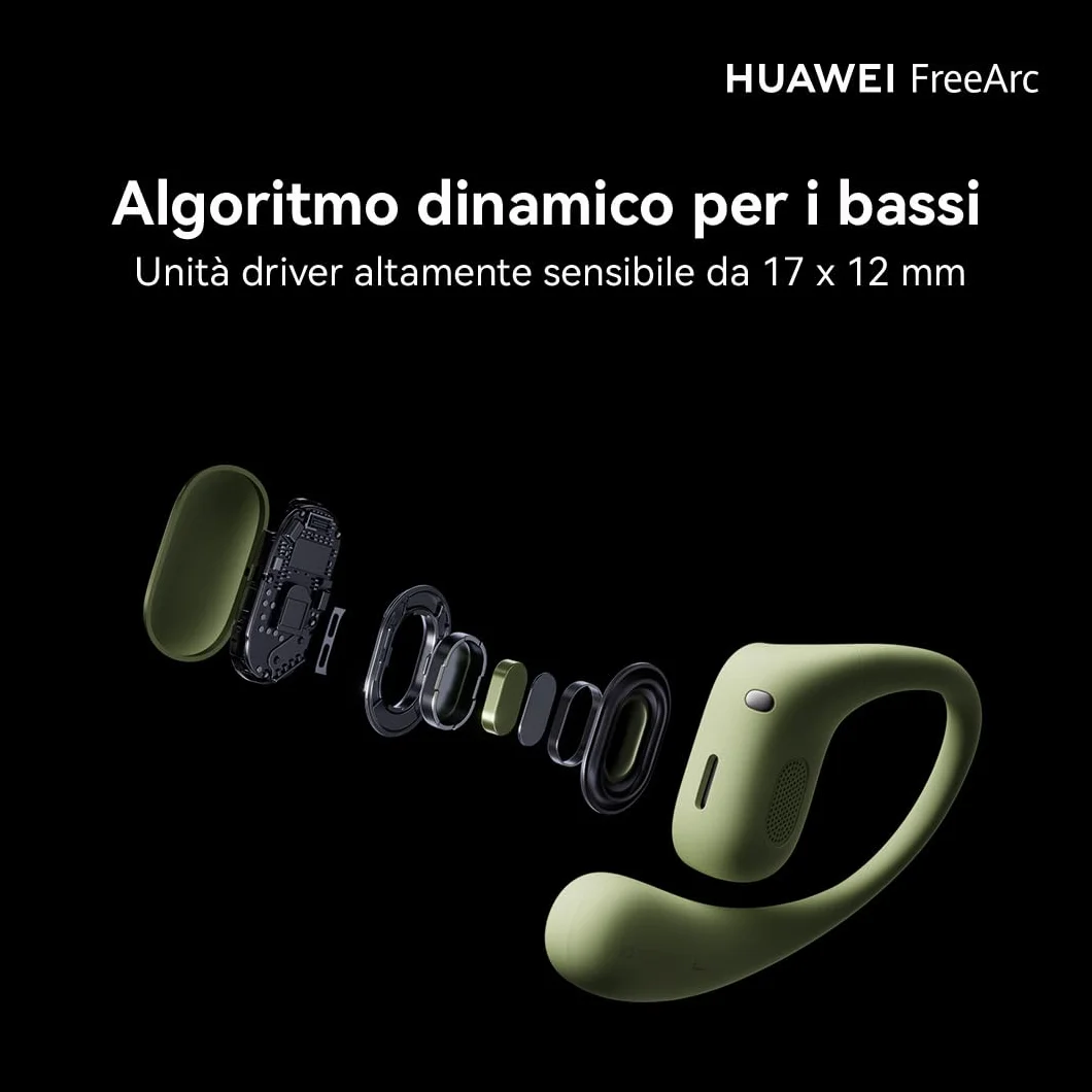 HUAWEI FreeArc Auricolari Open Ear, Auricolari Wireless Bluetooth, IP57, Fino a 28 ore, Cuffie Bluetooth Sport, iOS & Android & Windows, Nero