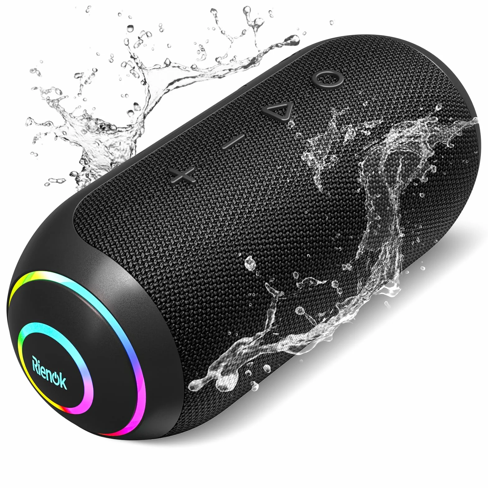 RIENOK Cassa Bluetooth Portatile Potente 40W IPX7 Impermeabile, 30 Ore di Autonomia, Altoparlante Bluetooth Doppie Trombe, Vero Stereo Senza Fili, Luce LED, Supporto Scheda TF & AUX