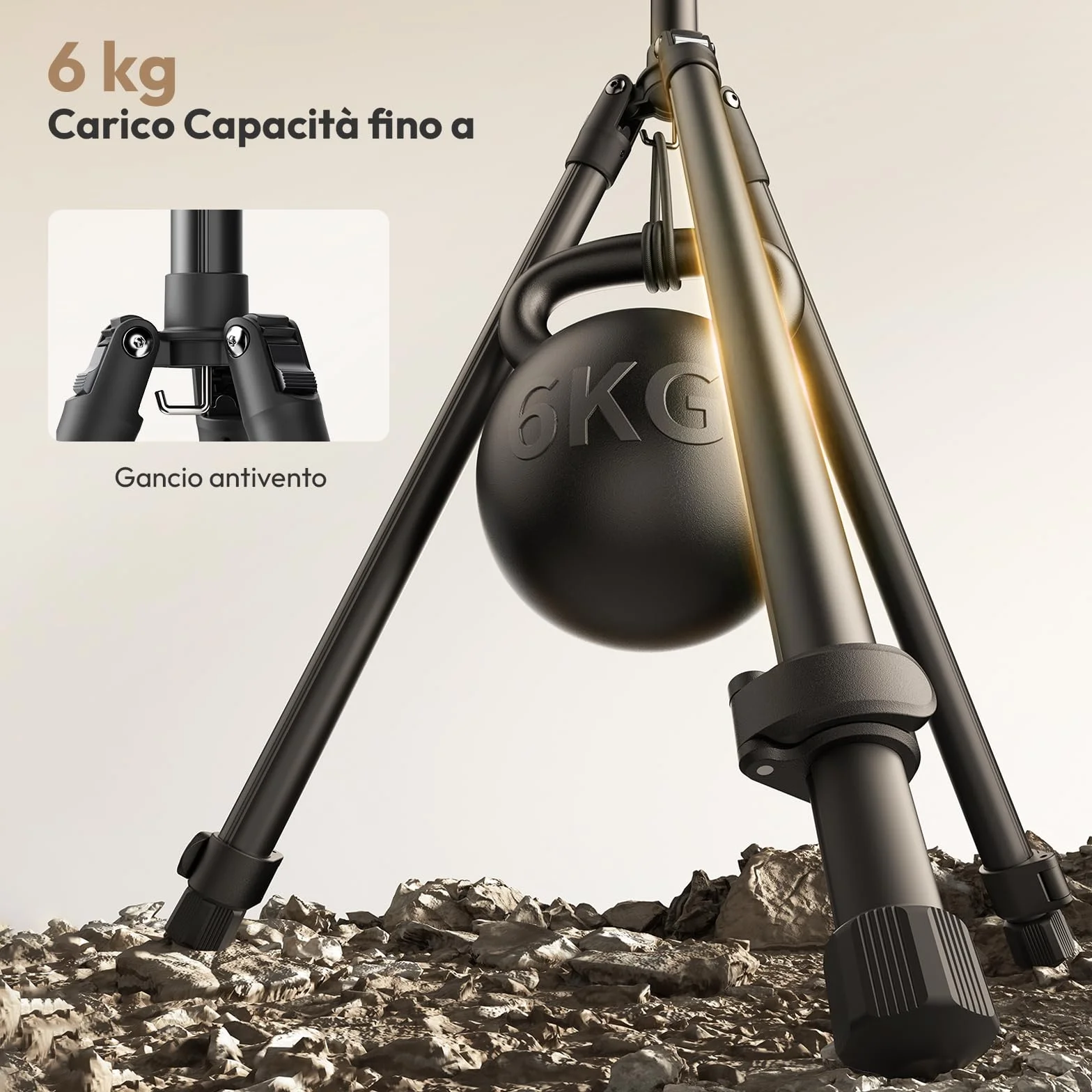 ULANZI T270, Stativo Fotografico in Alluminio da 270cm, Cavalletto per luci fotografiche con pesa 1,27 kg e capacità di carico 6 kg, Treppiede con vite da 1/4" per fotografia in Studio ed Esterna
