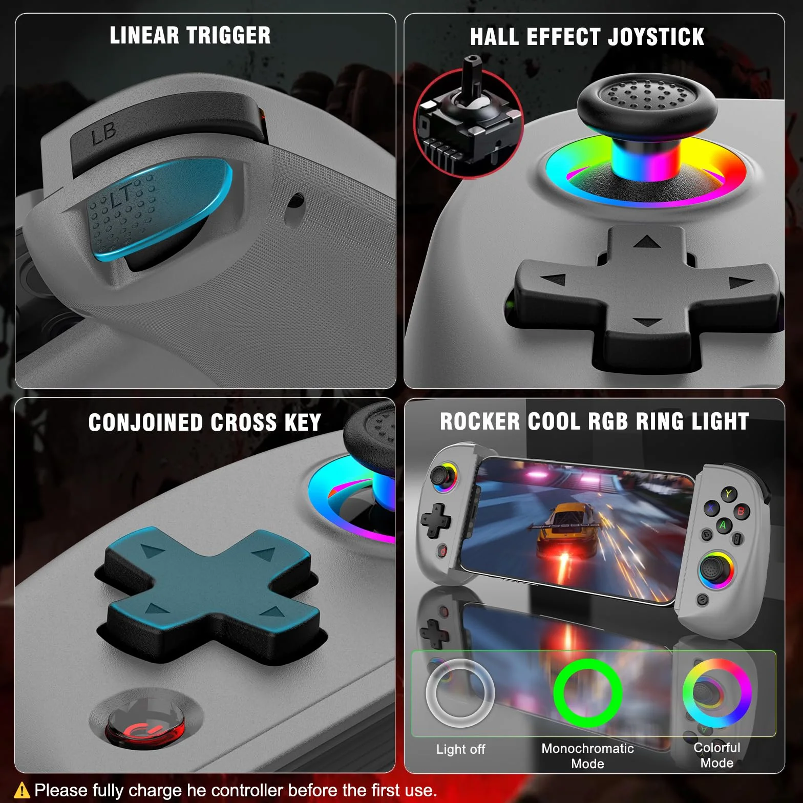 Joso Controller telefonico per iPhone/iPad/Android/Tablet, Controller D8 per Switch/PS/PC con joystick ad effetto Hall Riproduci COD, Genshin Impact, Supporto controller Android Cloud Gaming/Riproduz