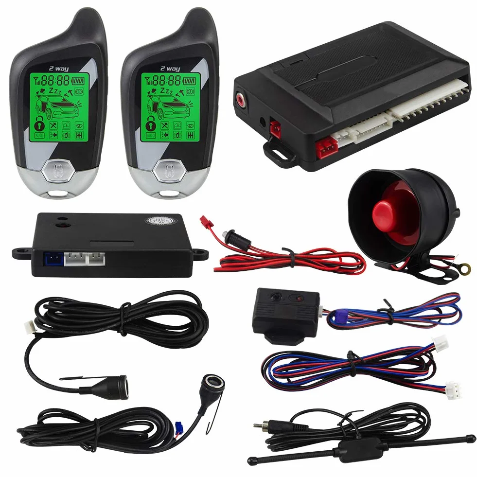 EASYGUARD EC203 2 Way Car Alarm System Keyless Entry LCD Pager DC12V