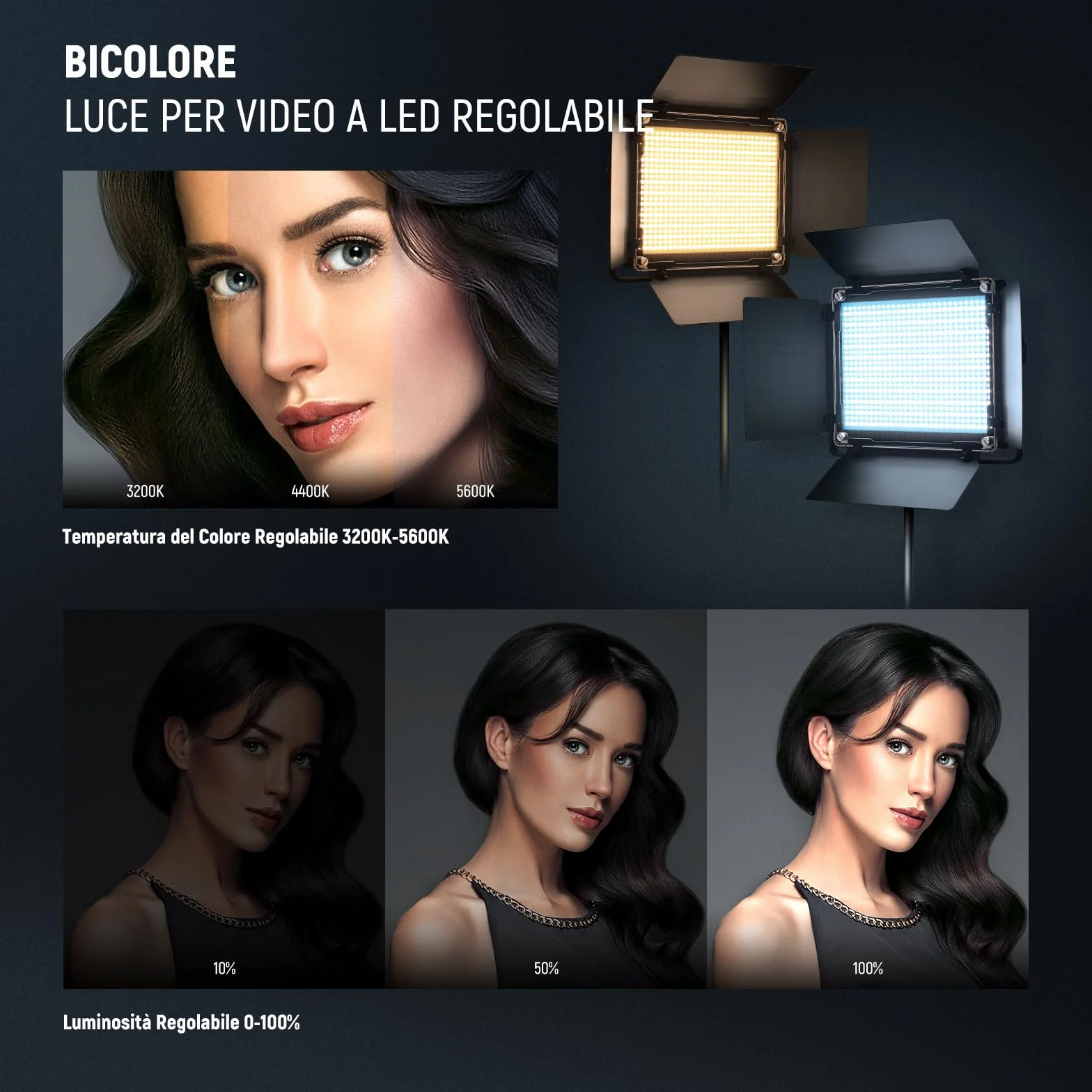 NEEWER 660 Pannello Luce LED Fotografia Kit d’Illuminazione:Luci Video Bicolore Dimmerabile 3200-5600K CRI 96+ & 190cm Cavalletto, Faretto LED Fotografico per Riprese Video e Foto Studio