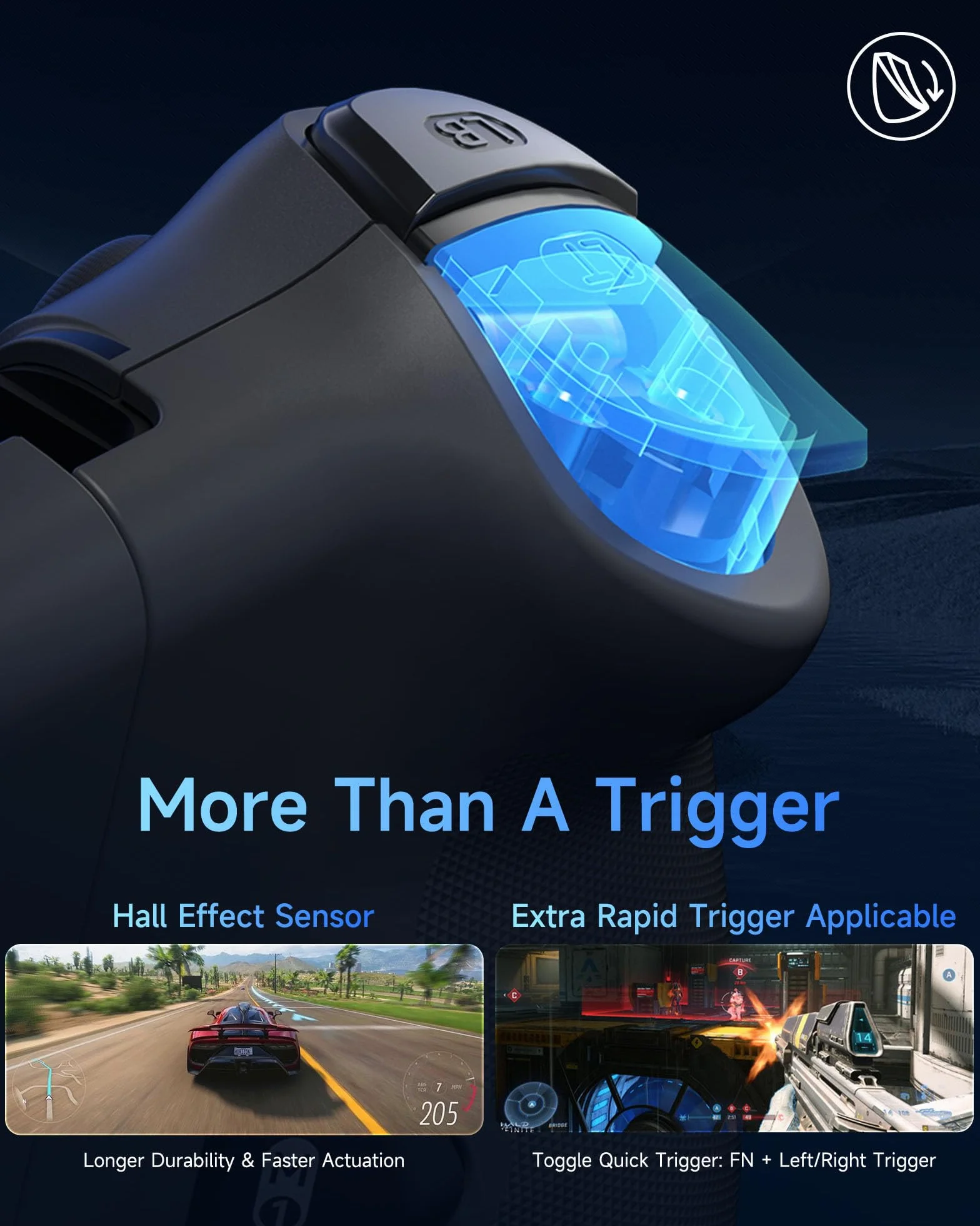 EasySMX M15 Controller Smartphone Android, Gamepad Bluetooth con Joystick & Trigger Hall Effect, Pulsanti Meccanici, Compatibile con Cellulare/PC/Tablet - Nero