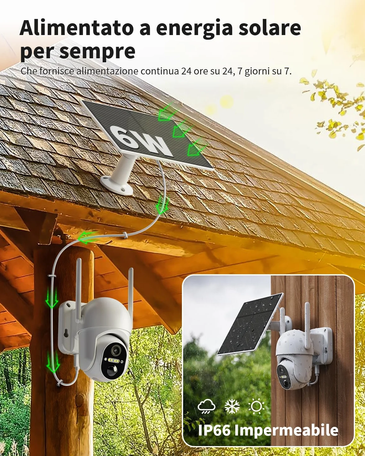 4G LTE Telecamera con SIM Scheda, 2K 360° PTZ Telecamera Senza Fili Esterno con Pannello Solare, Visione Notturna a Colori, Audio Bidirezionale, PIR Rilevamento Videocamera, IP66 (Senza WiFi)