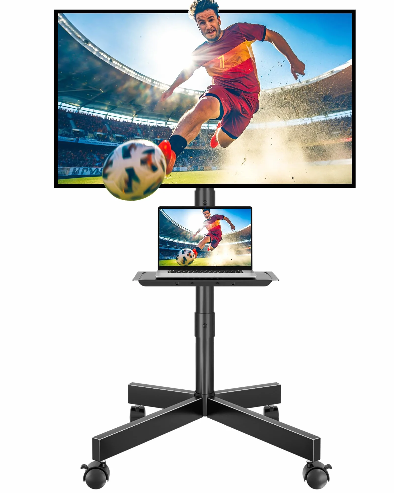 BONTEC Supporto TV da Pavimento, Carrello Inclinabile per TV da 23 a 60 Pollici, Fino a 40 kg, VESA 400x400 mm