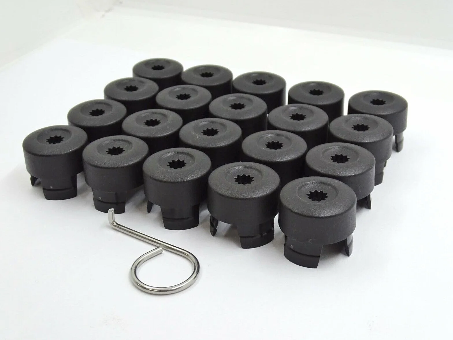Partsdealers - Tappi per dadi ruota per VW TRANSPORTER T5 T5.5 TOUAREG AMAROK 19 mm, colore: nero x 20