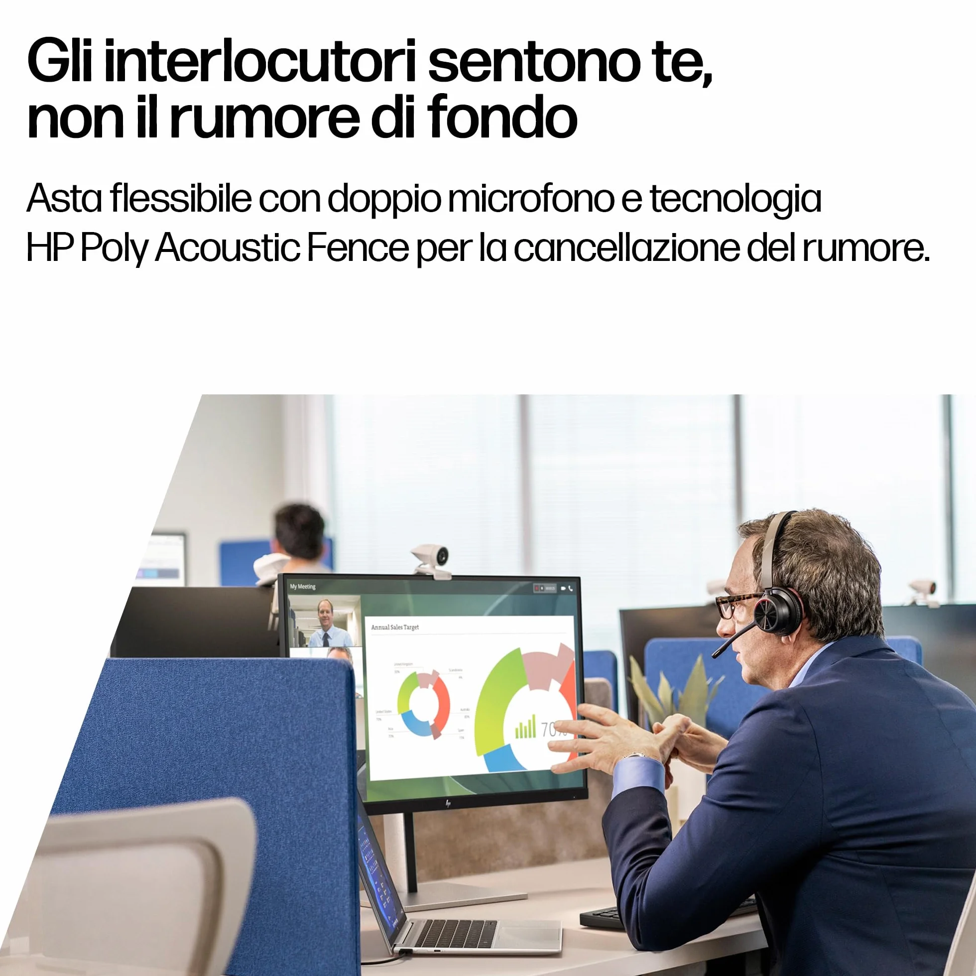 Poly Voyager 4320 UC, Cuffia Senza Filo, Connessione Bluetooth 5.1 e Dongle USB-C BT700, Cuscinetti in Similpelle, Autonomia 24 Ore, Base per Ricarica, Compatibile con Windows 10 e macOS, Nero