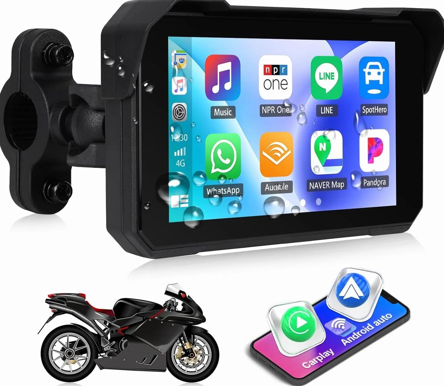 [2025] CAMECHO Carplay Moto Navi Display per Moto, 5 Pollici HD IPS Touchscreen IP68 Impermeabile Moto Dispositivi di Navigazione con Wireless Carplay Android Auto Bluetooth 5. 0