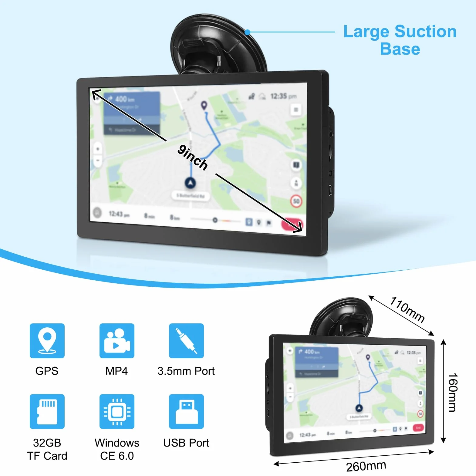 Navigatore GPS da 9 pollici, auto navigatore satellitare auto 9 pollici camion GPS driver commerciali 2025 per Europa mappe UK (in Europa)