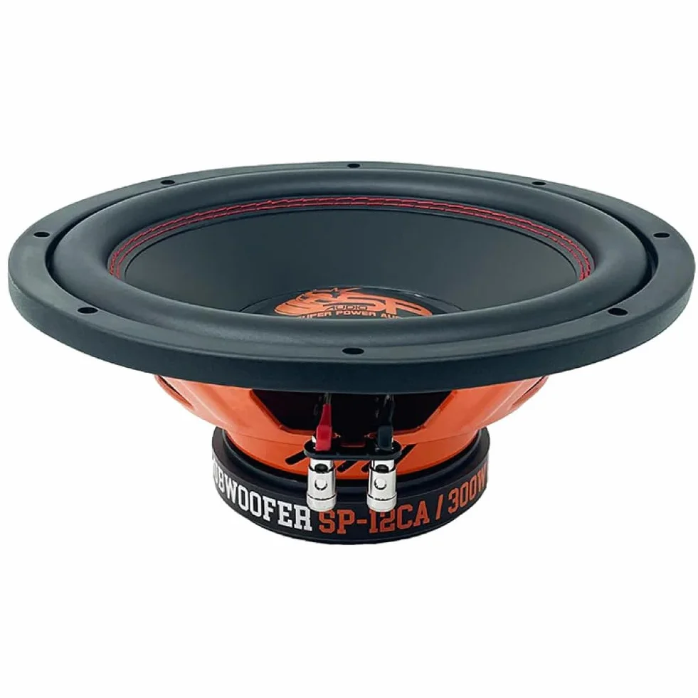KIT SET PER SP AUDIO SP-12CA, 1 subwoofer da 30 cm 300 mm 12" di diametro, 300 watt rms 600 watt max, 4 ohm, 92,1 db spl, singola bobina, per auto, 1 pezzo + accessori omaggio