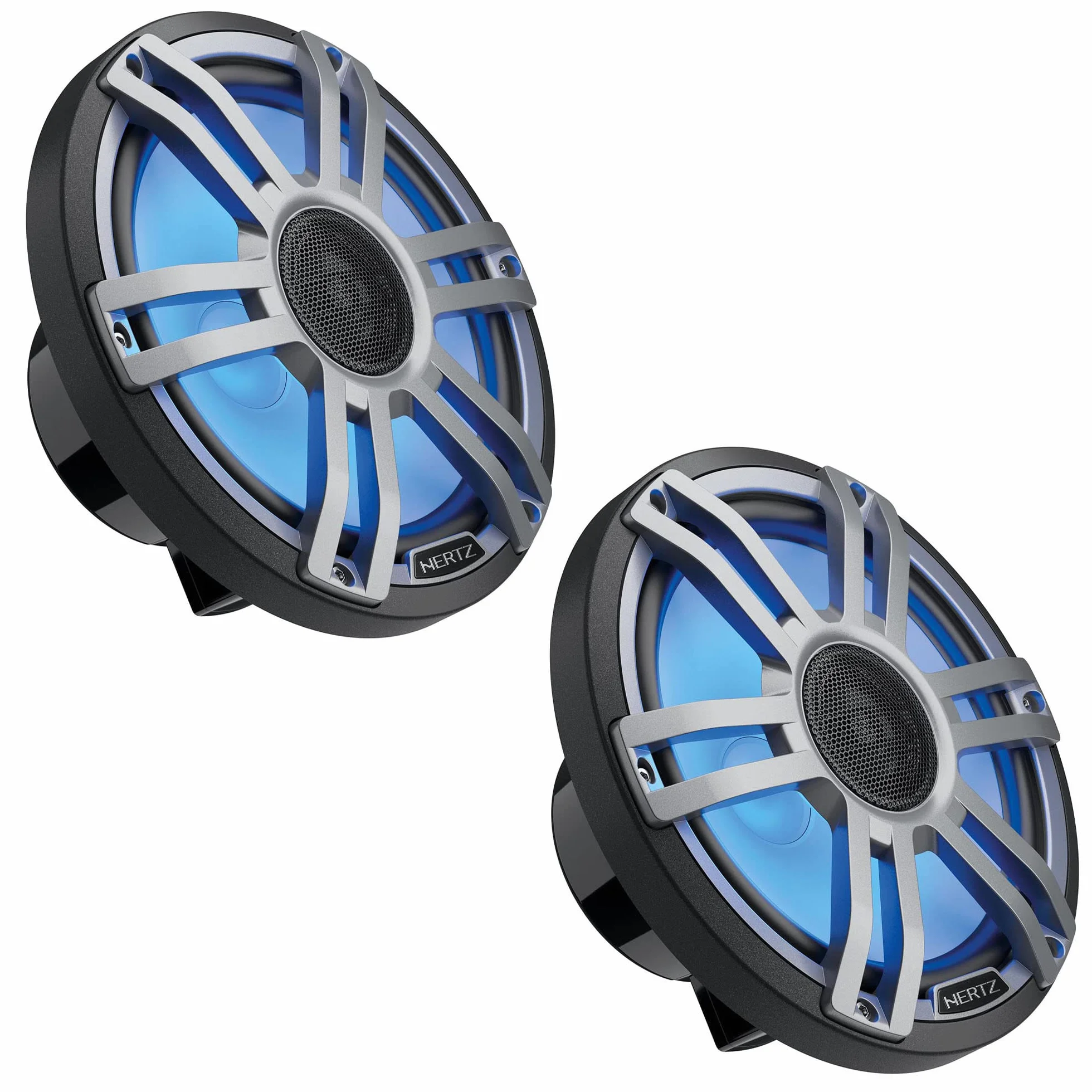Hertz HMX 8 S-LD-G - Coppia di altoparlanti coassiali marine 200mm grigi – Sportivi, Impermeabili, con Illuminazione LED RGB