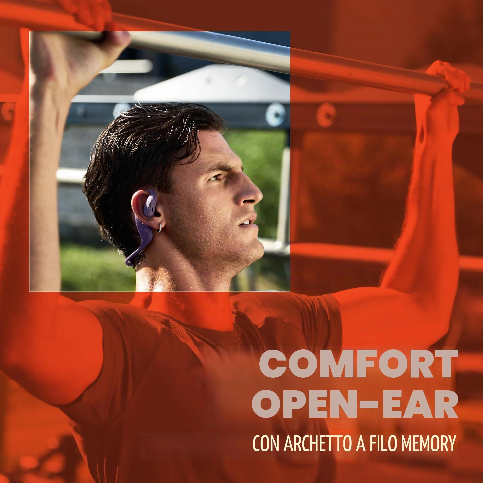 JBL Endurance Pace Cuffie Sportive Open-Ear con Bluetooth, Autonomia di 10 Ore, Archetto in Titanio Ultraleggero, Resistenza a Polvere e Acqua IP68, Tecnologia JBL OpenSound, Grigio/Nero