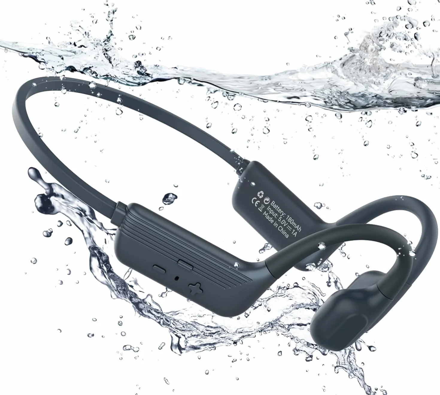 MONODEAL Cuffie da nuoto IP68 impermeabili con suono osseo Bluetooth 5.4, cuffie Bone Conduction Headphones con memoria lettore MP3 da 8 GB, cuffie aperte per nuoto corsa