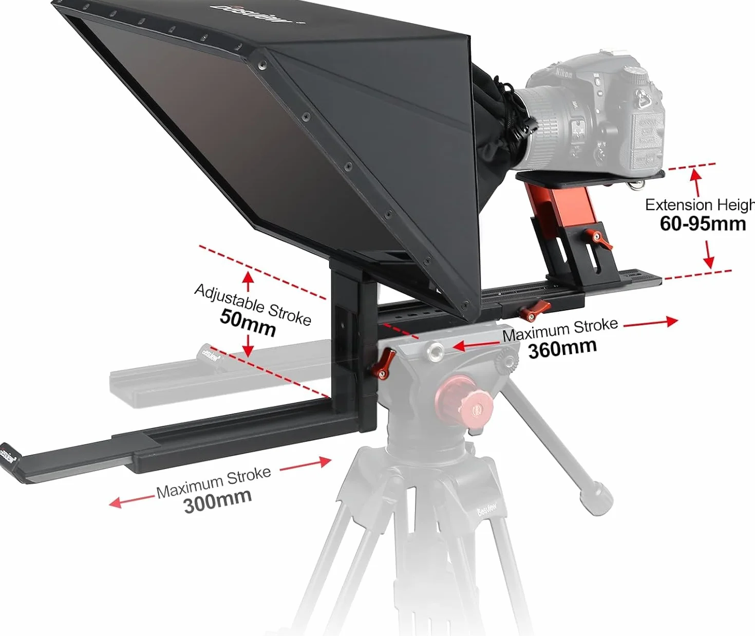 Desview TP170 Teleprompter 17 pollici, lega di alluminio High Display vetro sollevabile con telecomando e app per iPad/DSLR/videocamera, obiettivo grandangolare, registrazione video