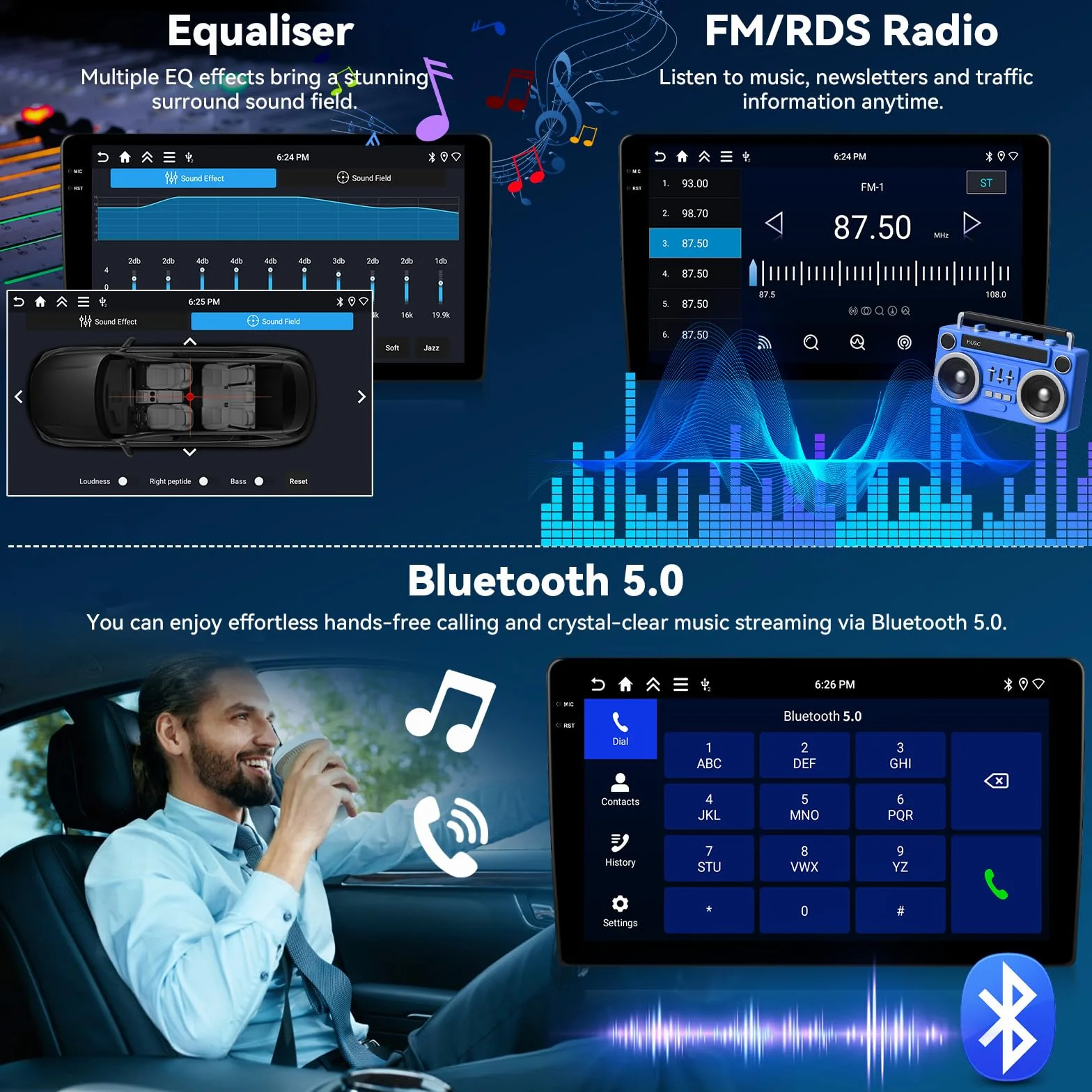 2 Din Android 15.0 Autoradio 9 Pollici HD per Ford Transit 2009-2016 e Ford Focus 2005-2008 - CarPlay Wireless, Android Auto Senza Fili, 4GB RAM + 128GB ROM, GPS Integrato