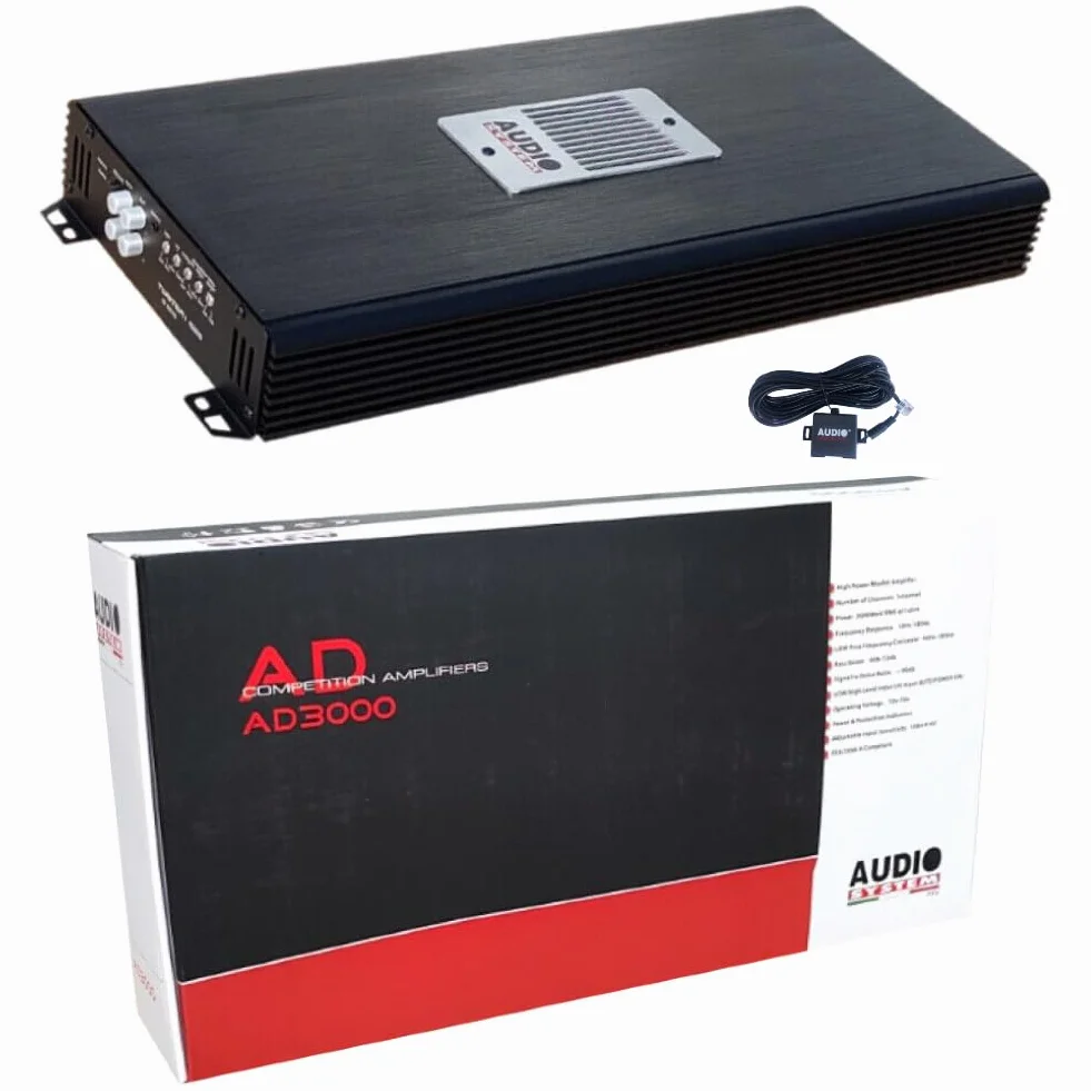 XPL Amplificatore AD3000 1 Canale 3000 Watt RMS Stabile a 1 Ohm Specifico per Subwoofer Classe D con Controllo Remoto Incluso e Filtro Subsonico