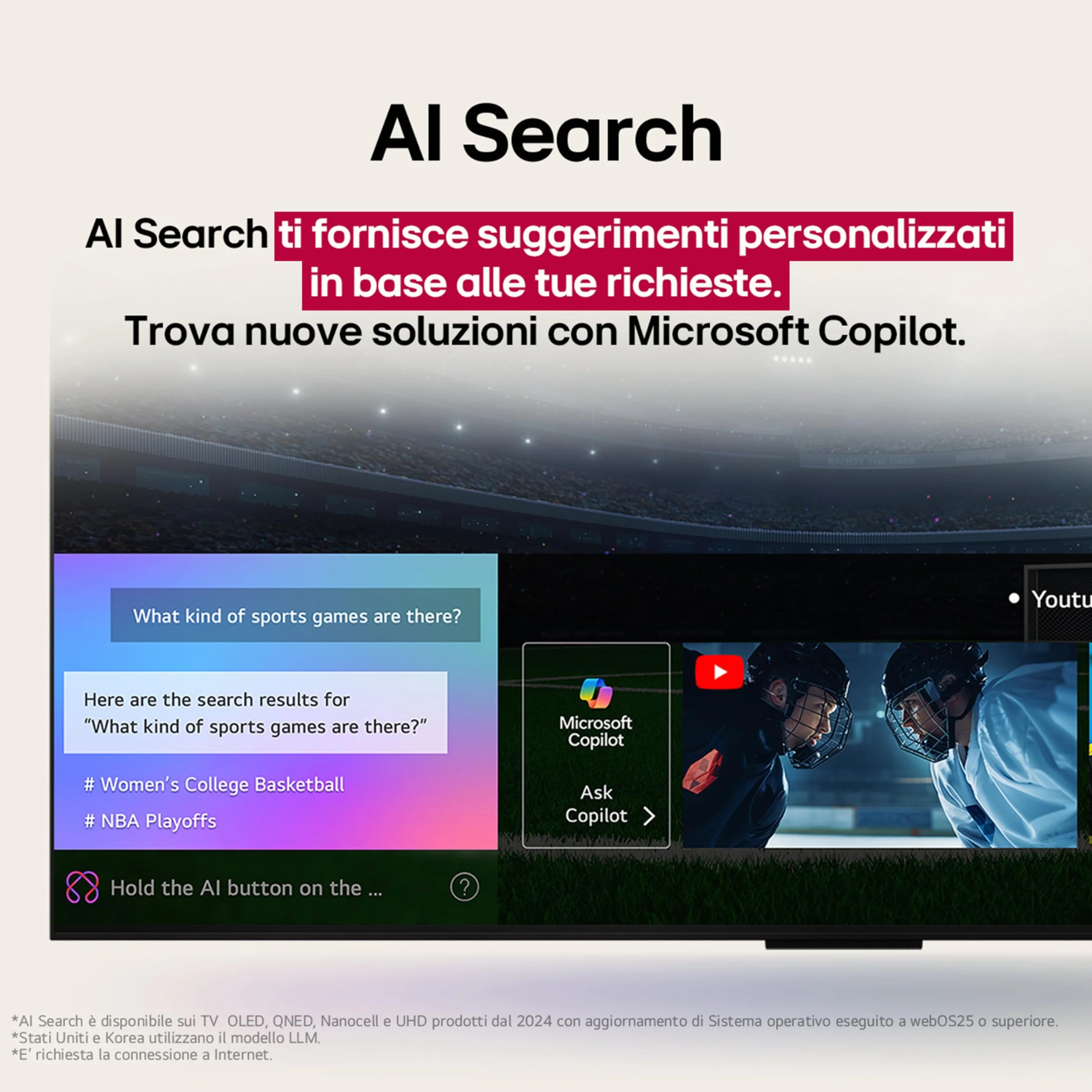 LG QNED70 Smart TV 50 pollici 4K, Processore α7 Gen8, Dynamic QNED Color, webOS AI, Gaming VRR 4K@60Hz