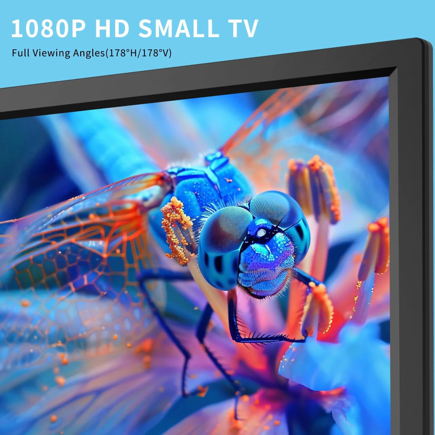 KCR TV digitale 16 pollici Freeview, sintonizzatore DVB-T2, ingresso AV, HDMI/VGA, slot USB, alimentazione da auto (12 Volt) o da rete elettrica, telecomando,H.265
