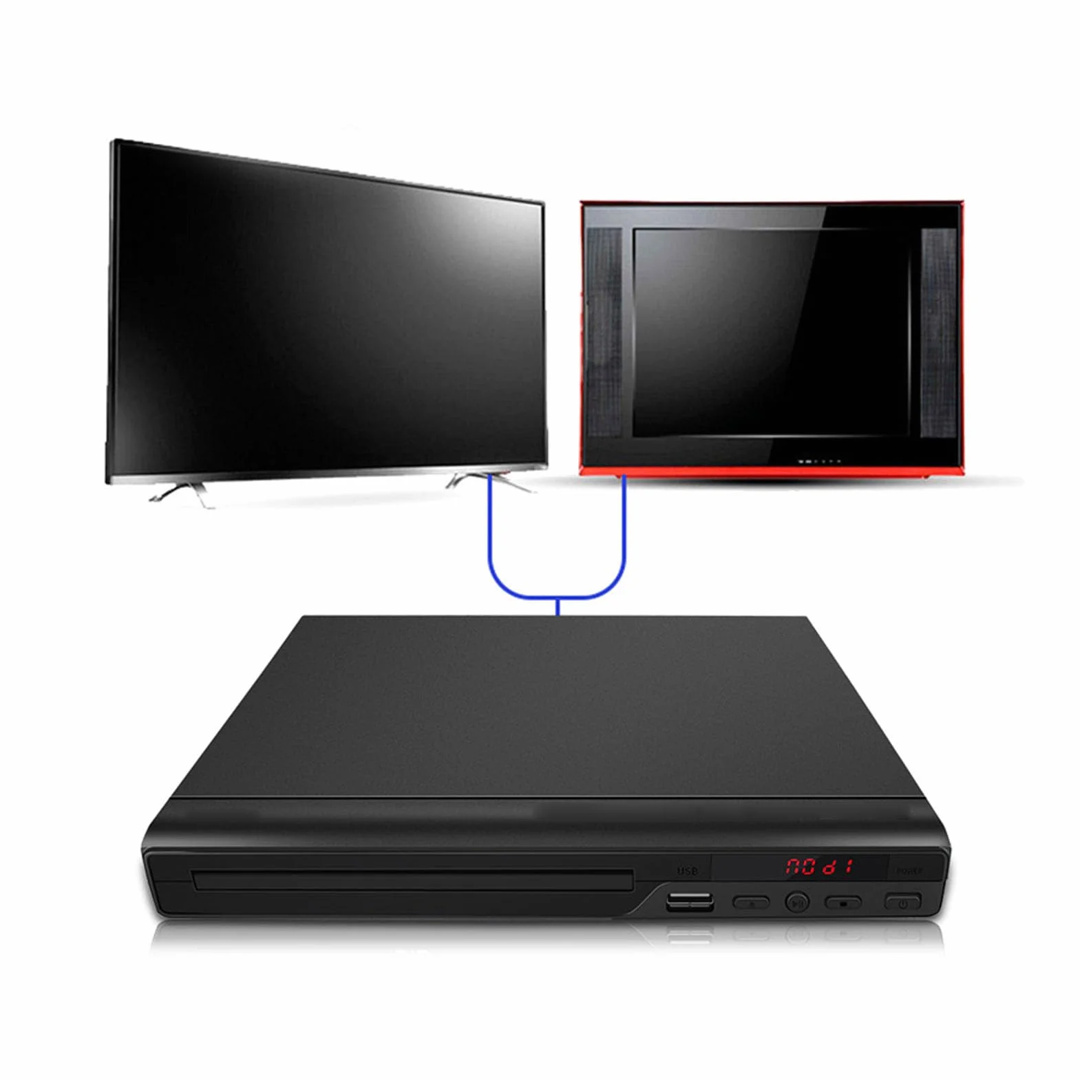 Asixxsix Mini lettore DVD, compatibile con DVD R RW JPEG CD R CD RW, scansione progressiva 720P Up Conversion, multilingua USB 2.0, con telecomando e (Spina europea)