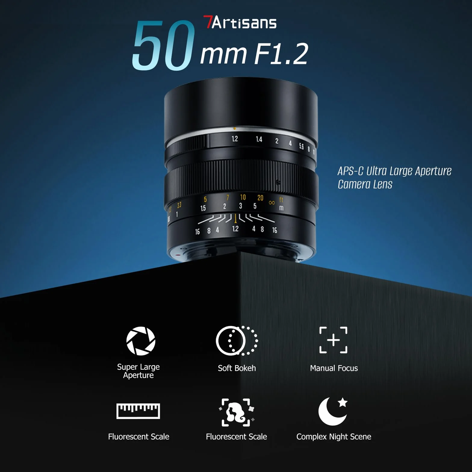 7Artisans 50mm F1.2 per E-Mount Obiettivo, APS-C Messa a fuoco manuale, compatibile con Sony E-Mount A6000/A5000/A3000/Nex serie a6700 nex-5t nex-3n nex-6 nex-5r nex-5n