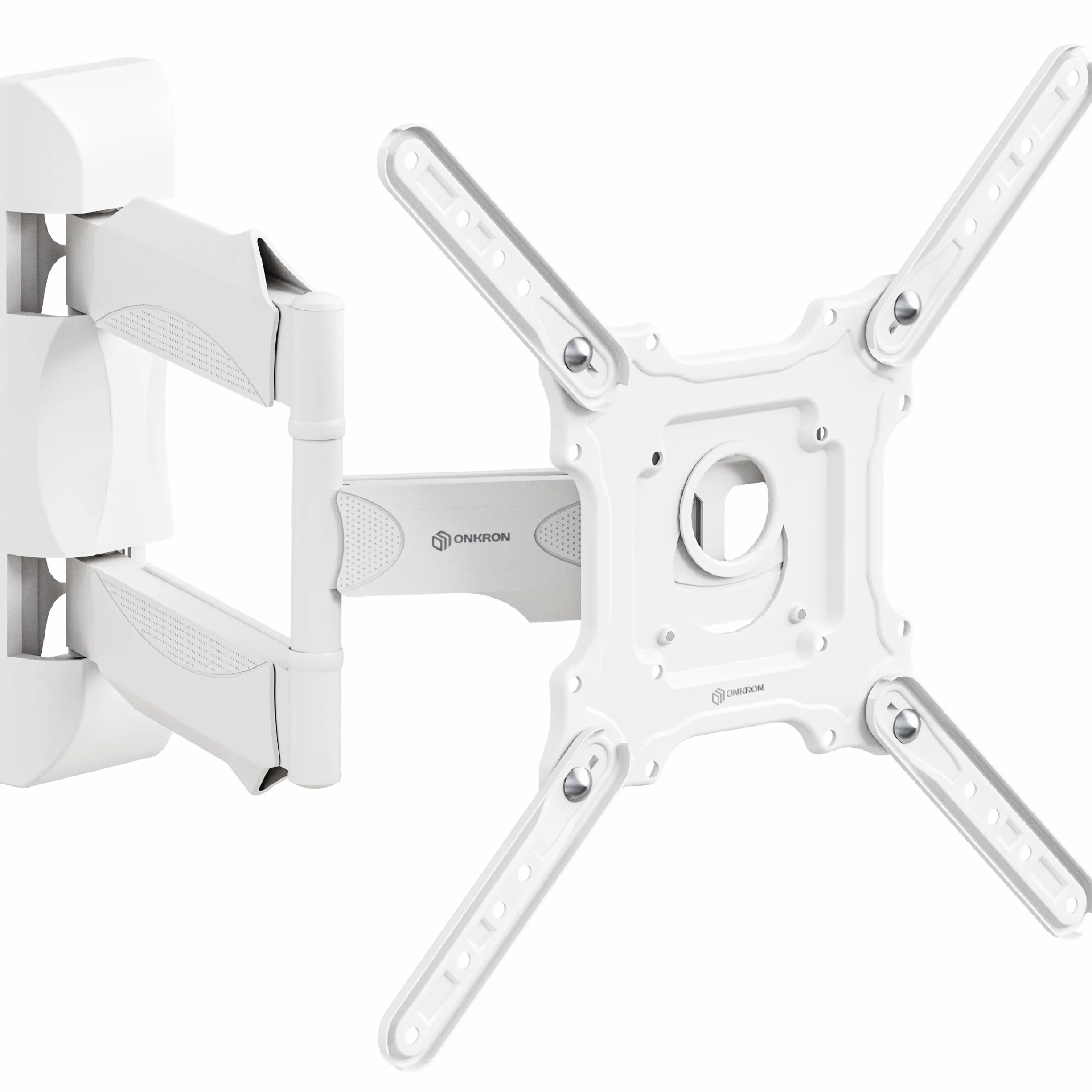 ONKRON Supporto TV Parete 32-65 pollici, Staffa TV fino a 35 kg, VESA 100x100-400x400 mm, Porta Televisore a Muro Inclinabile e Girevole, Braccio Televisore Regolabile, Snodabile, Bianco M4-W