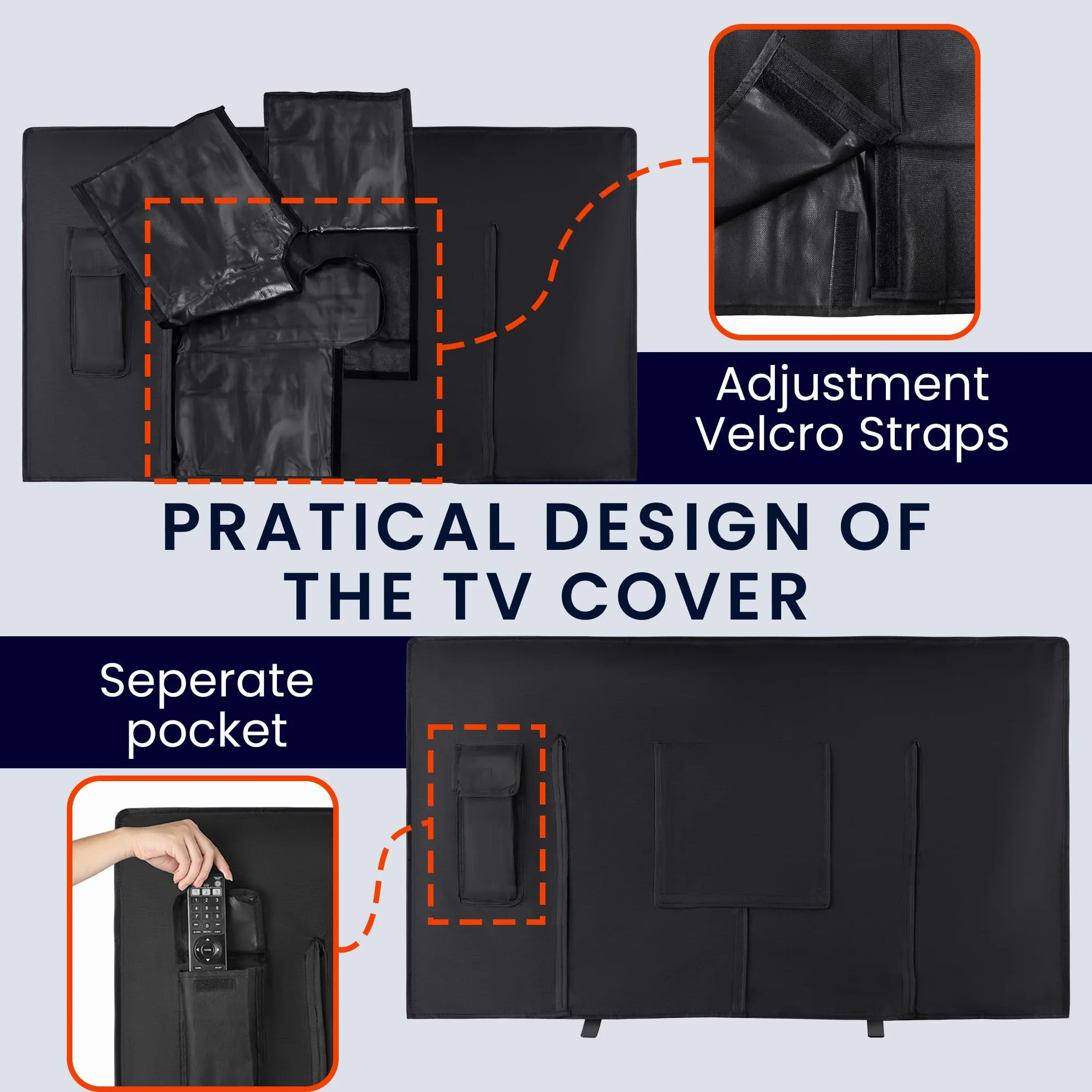 kwmobile Protezione per 49-50" TV Cover Impermeabile Antipolvere Nero