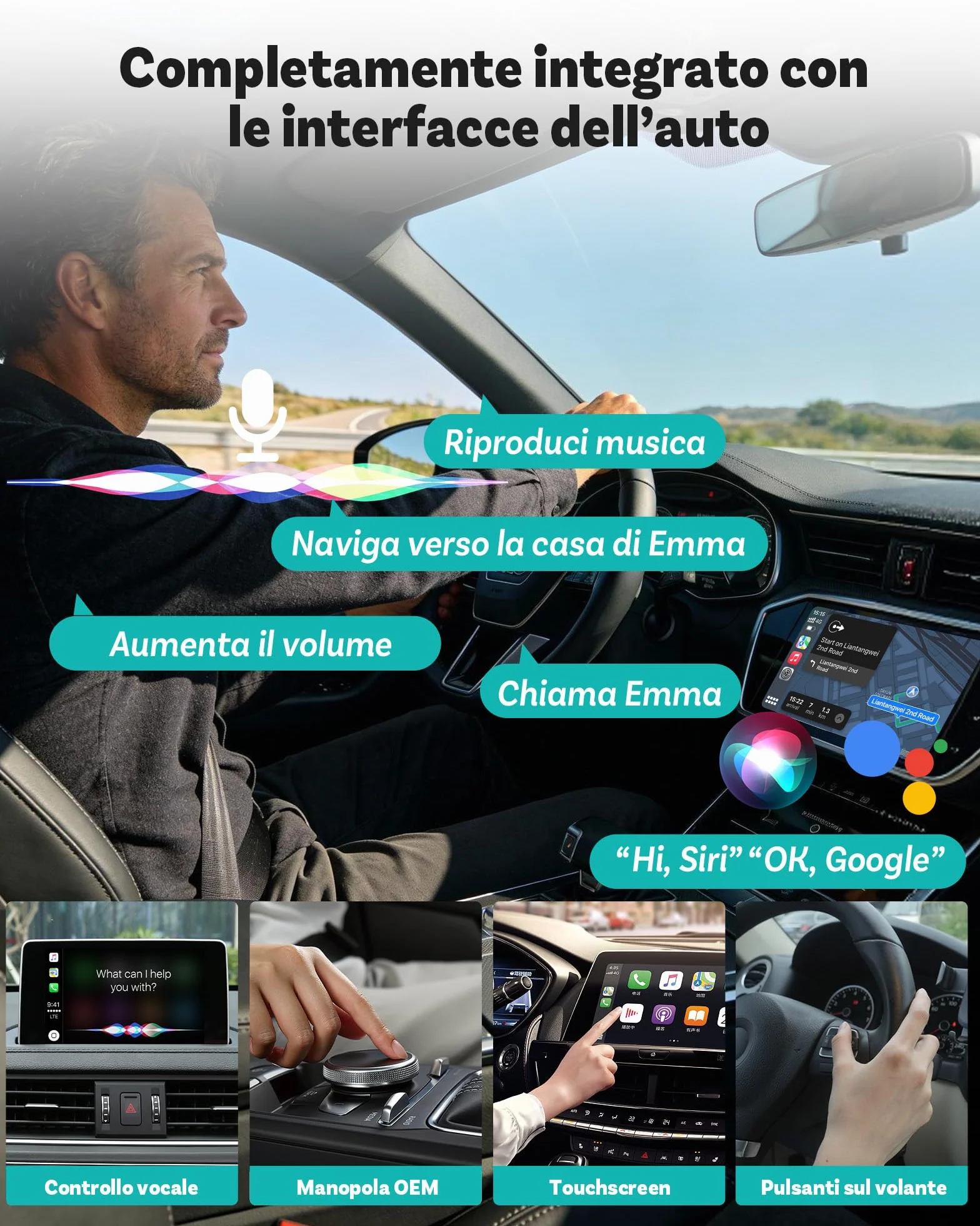 OTTOCAST Mini Pico 2026, Adattatore CarPlay Wireless Android Auto, WiFi 6 & Bluetooth 5.4, Riconnessione in 5 Secondi, Plug & Play USB, Per Auto con CarPlay Cablato OEM 2016+