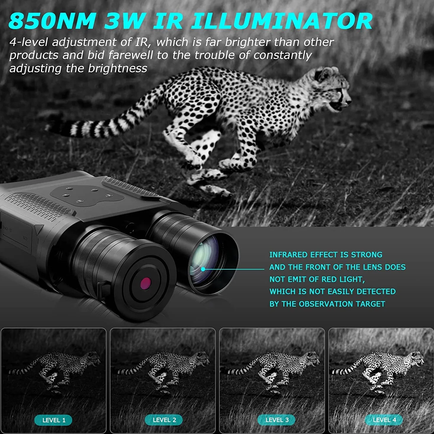 Visore Notturno,1080P+4" TFT Digitale Infrarossi Binocolo Visione Notturna, Caccia Professionale di Portata 500m, Zoom Digitale 6X, Visore Notturno con Scheda 32GB, per Caccia Birdwatching Campeggio